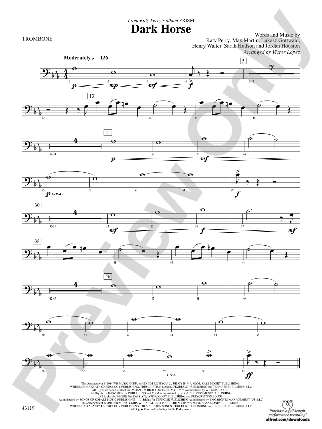 Dark Horse: 1st Trombone