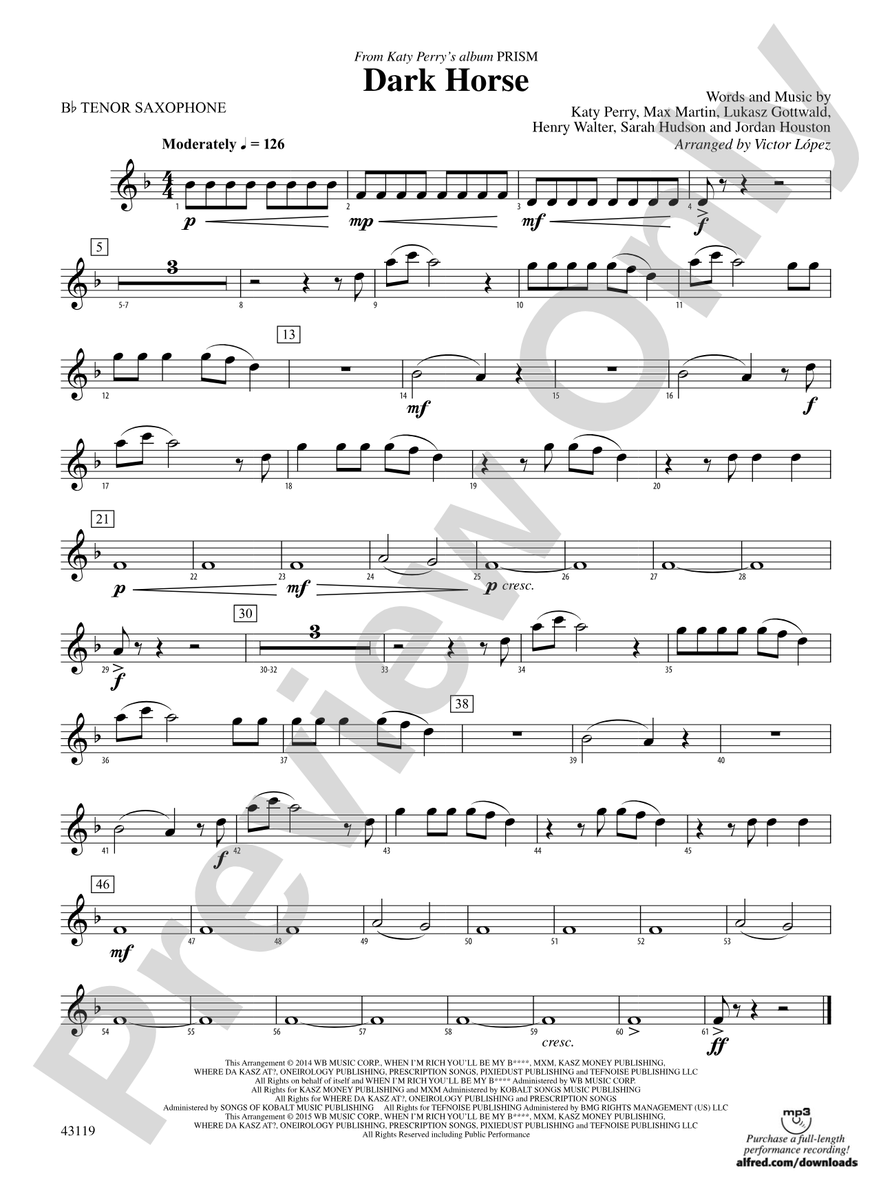Dark Horse: B-flat Tenor Saxophone