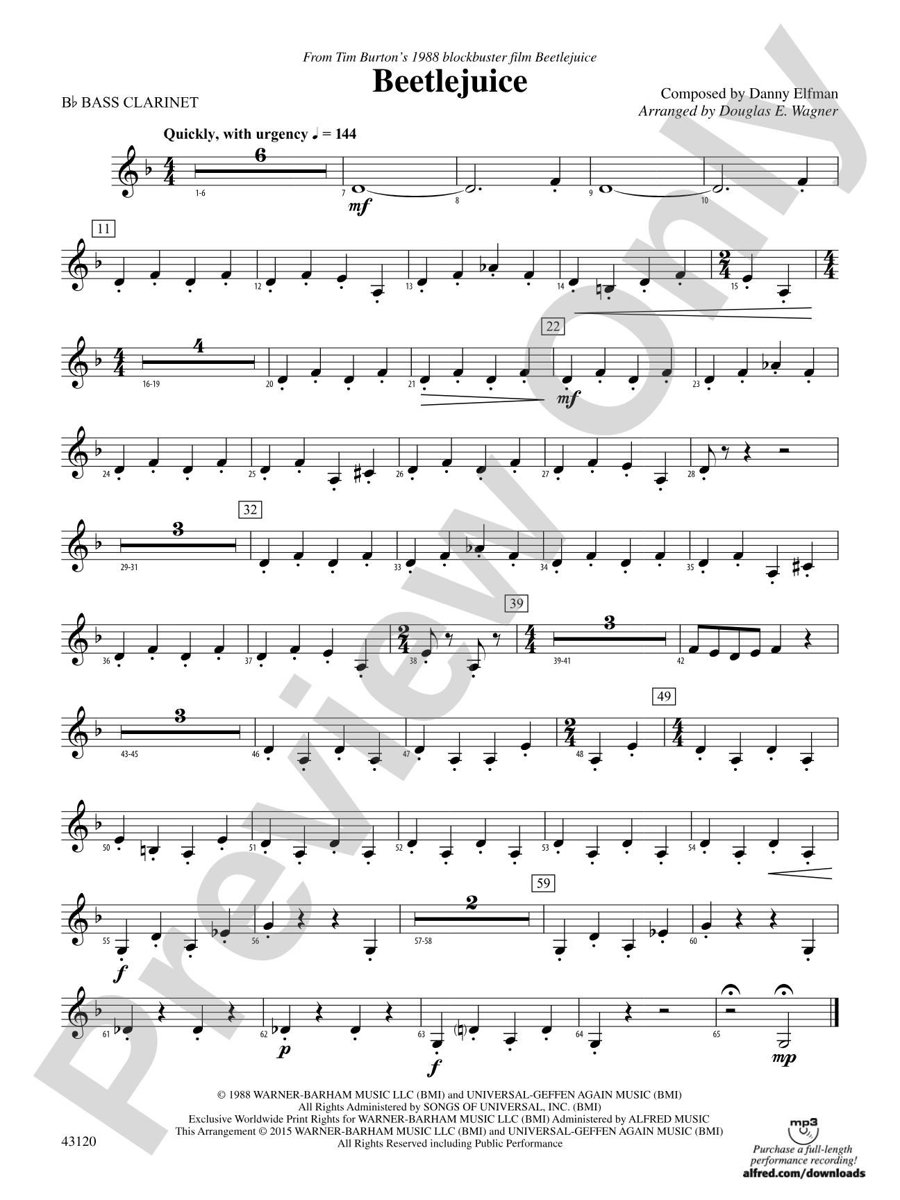 Beetlejuice: B-flat Bass Clarinet