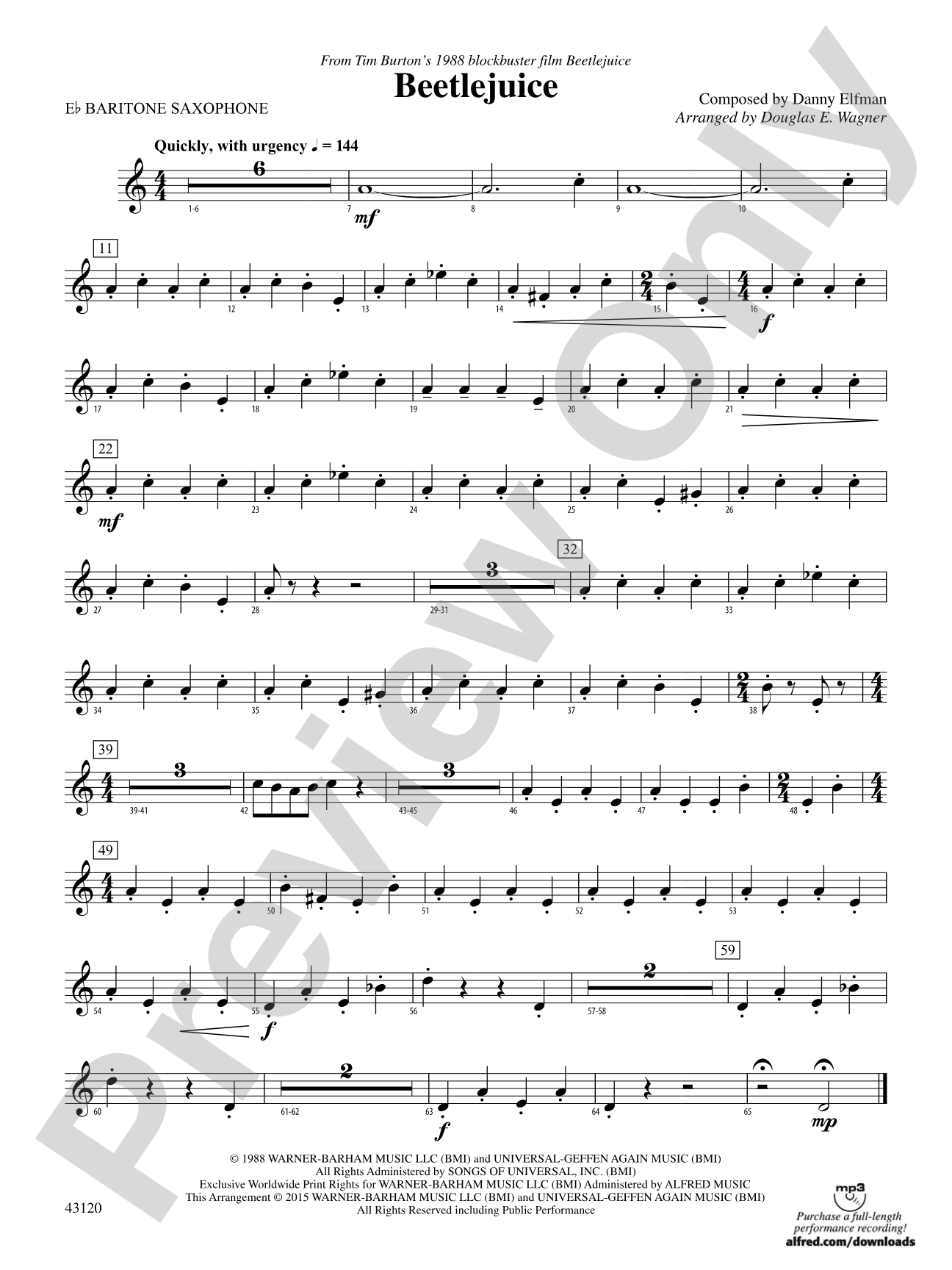 Beetlejuice: E-flat Baritone Saxophone