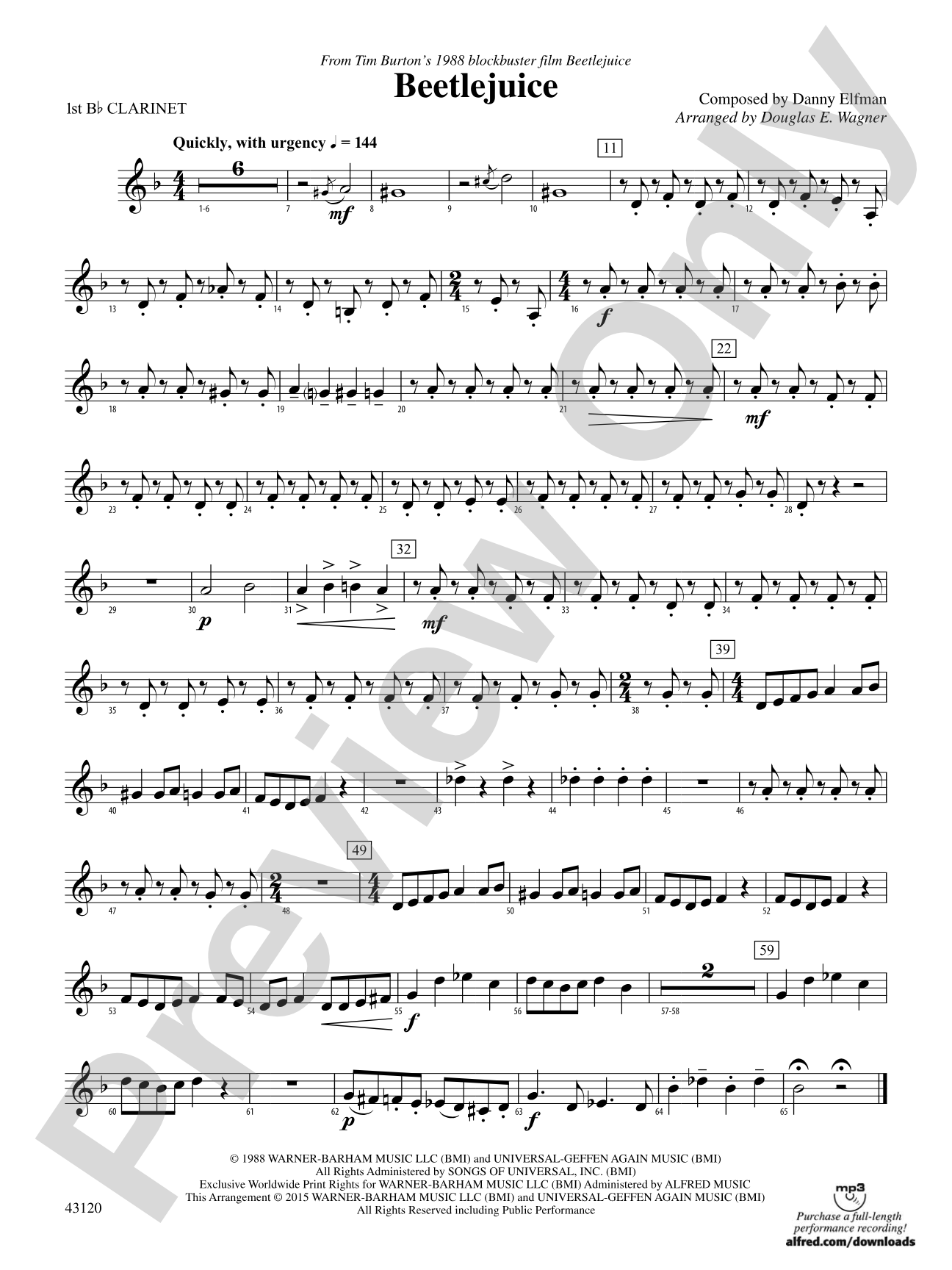 Beetlejuice: 1st B-flat Clarinet