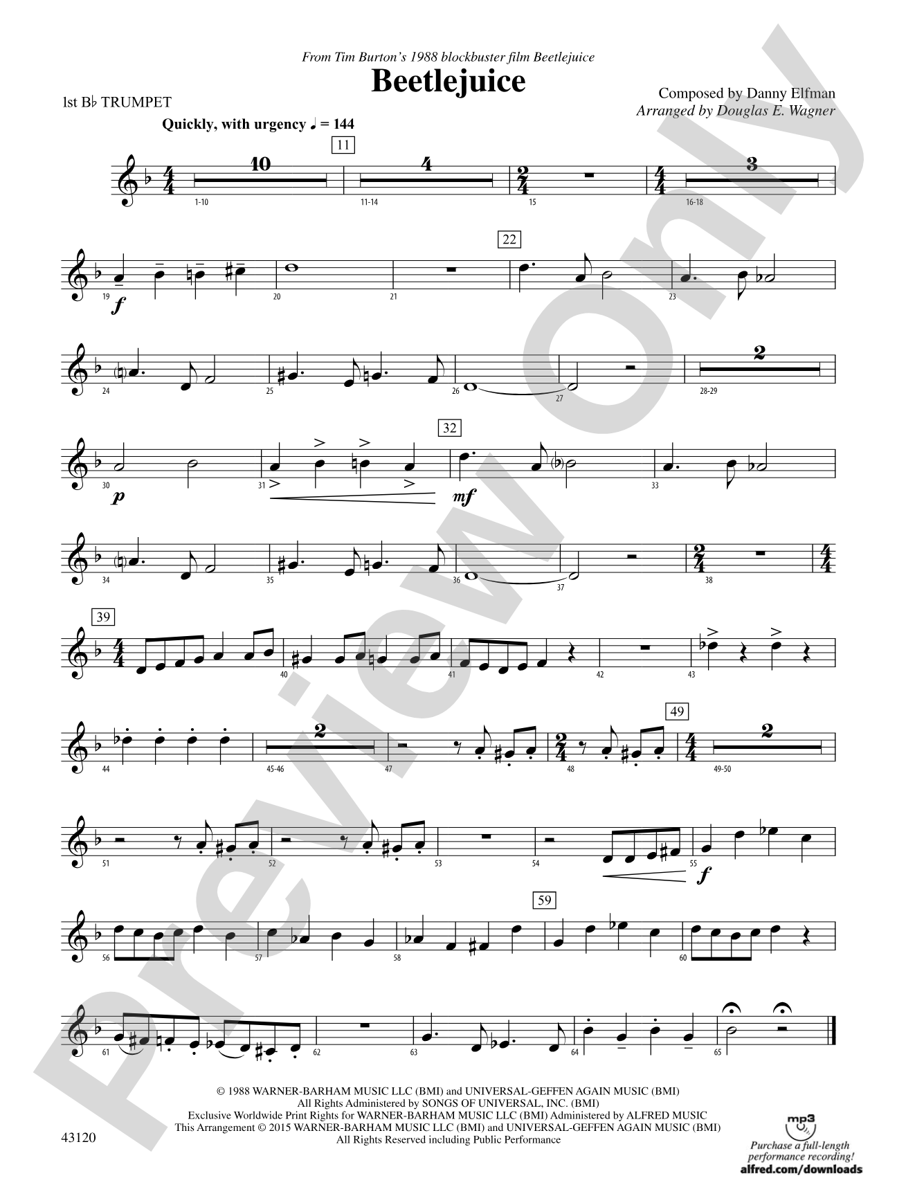 Beetlejuice: 1st B-flat Trumpet