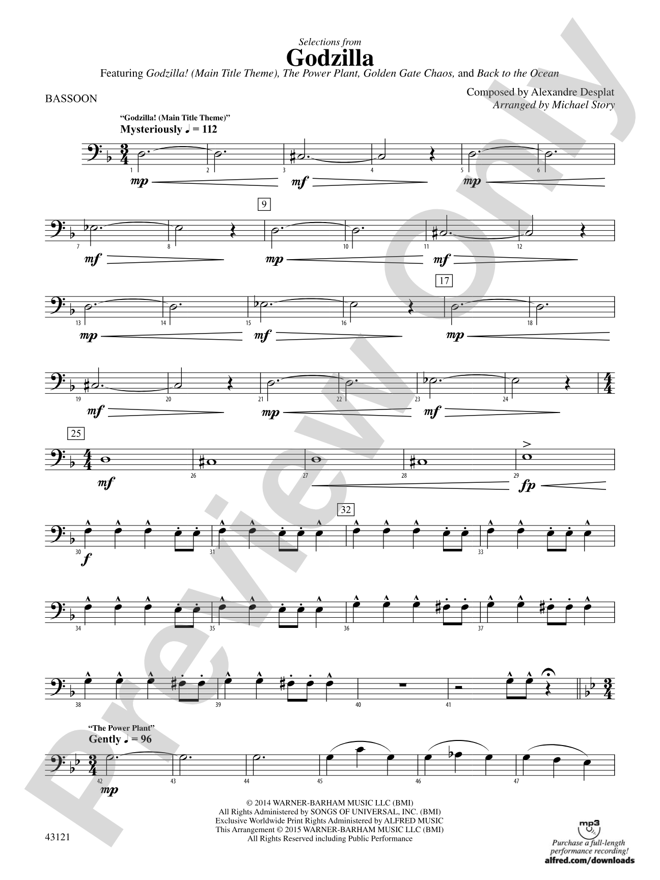 Godzilla, Selections from: Bassoon