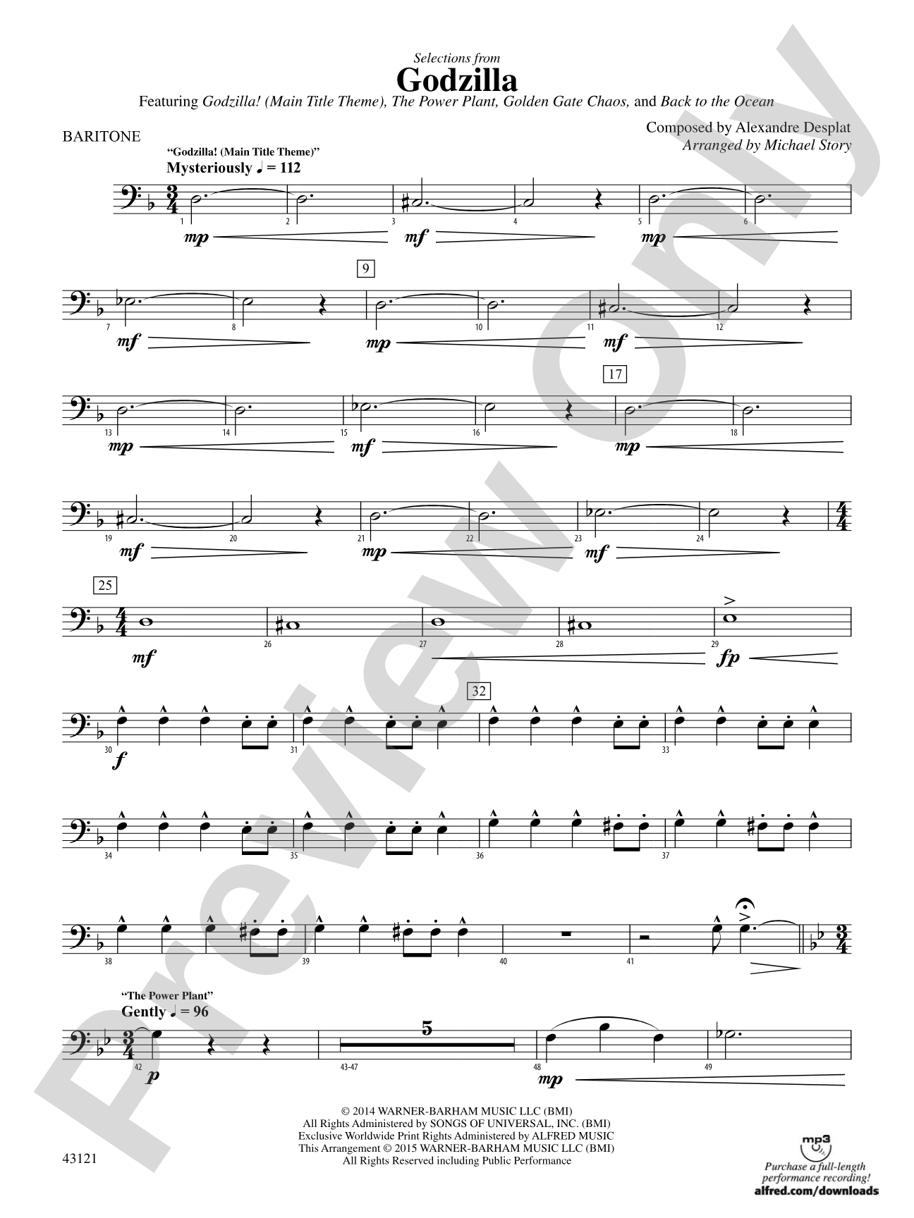 Godzilla, Selections from: Baritone B.C.
