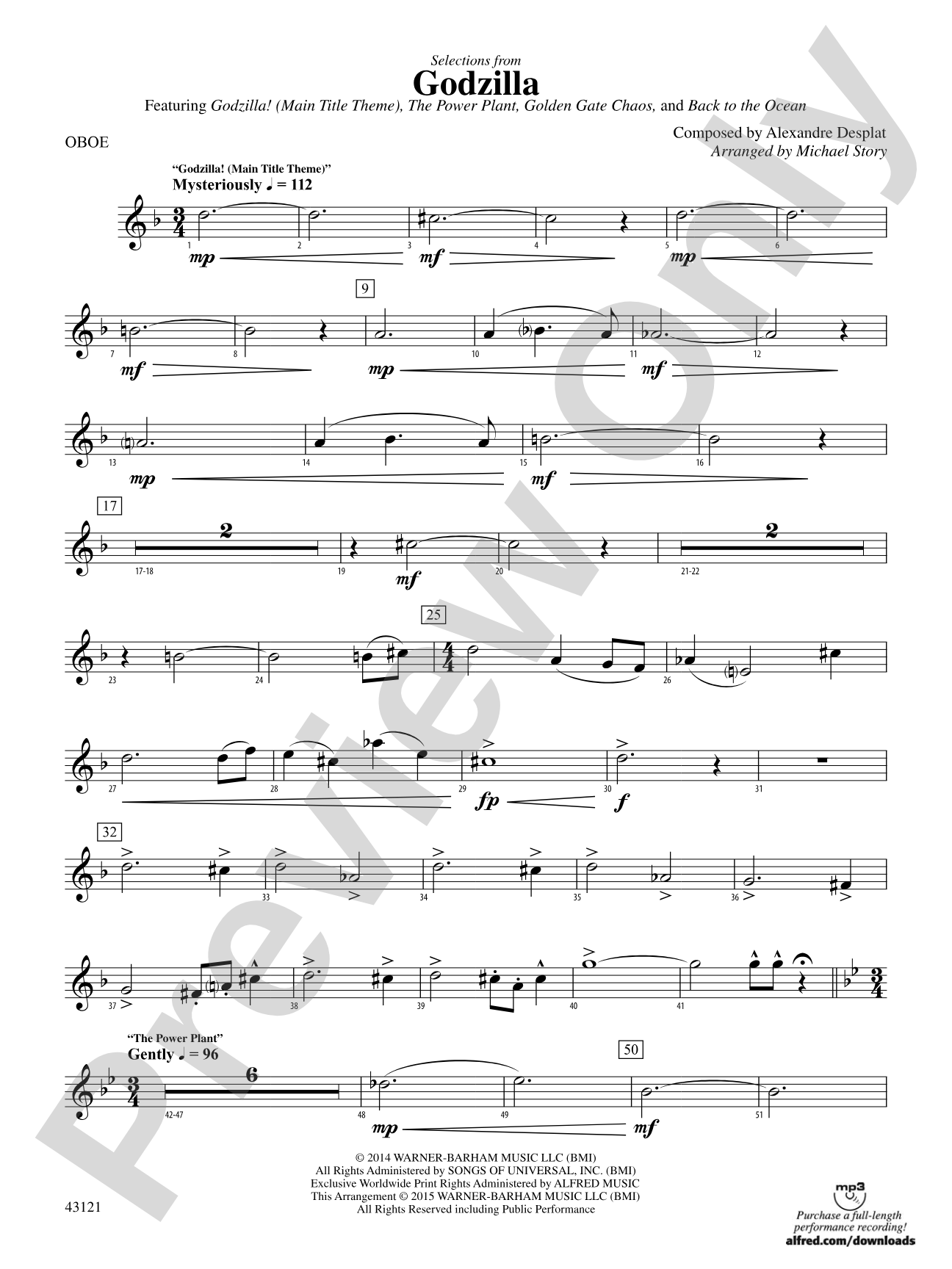 Godzilla, Selections from: Oboe
