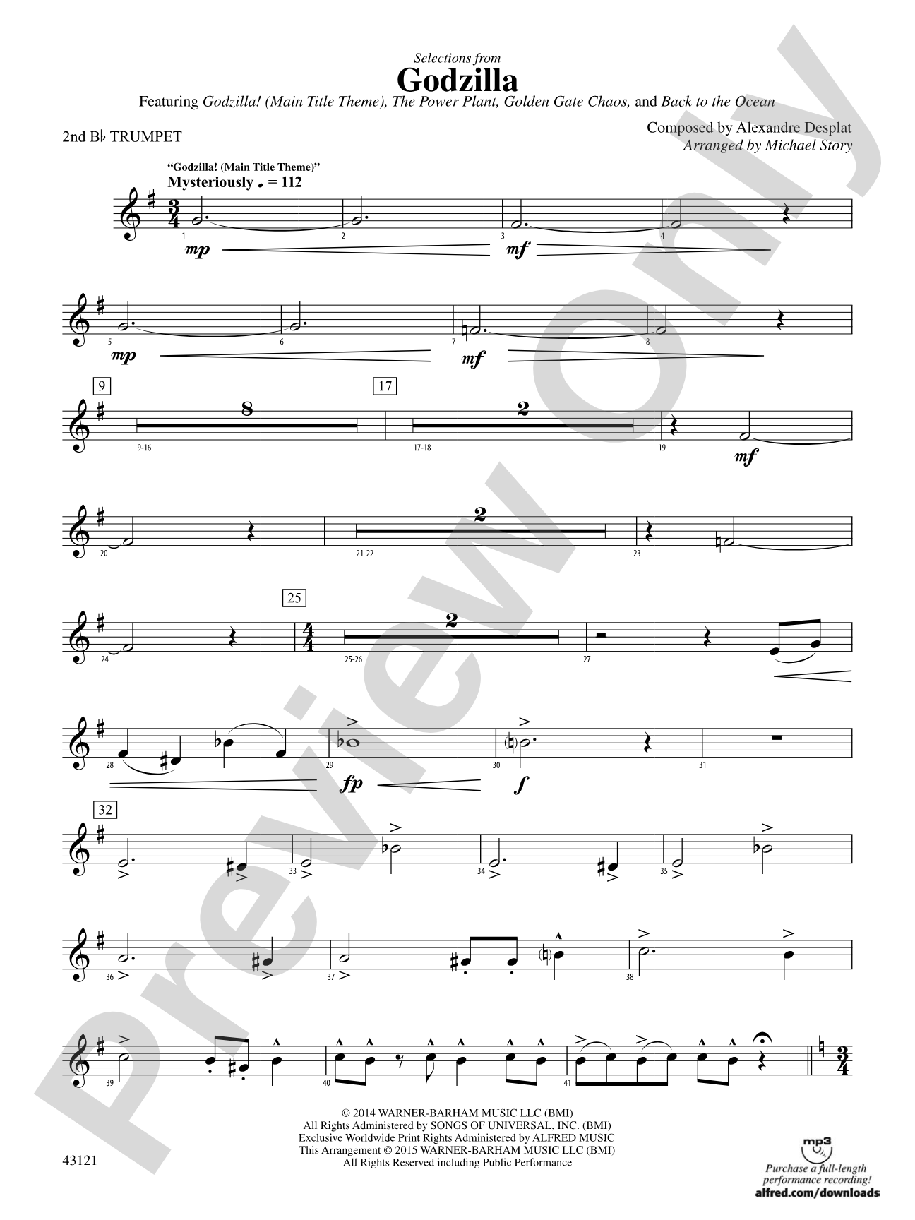 Godzilla, Selections from: 2nd B-flat Trumpet
