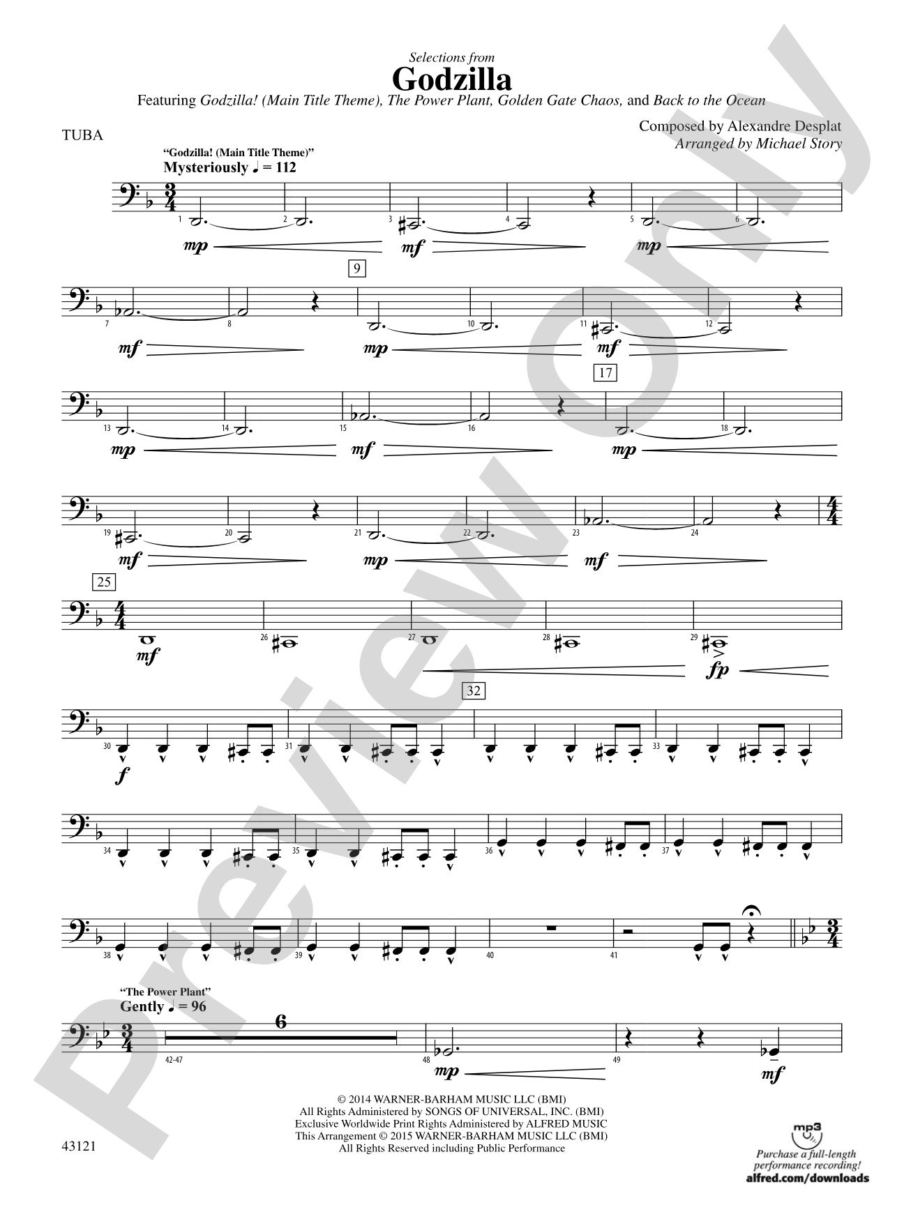 Godzilla, Selections from: Tuba