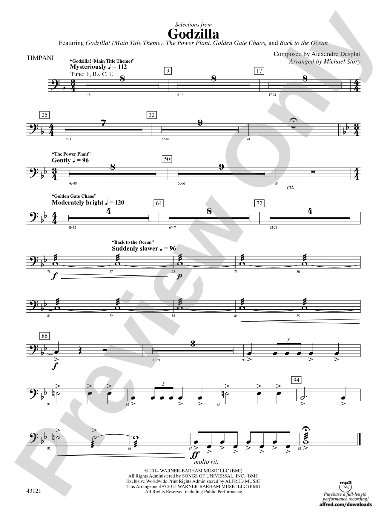 Godzilla, Selections from: Timpani