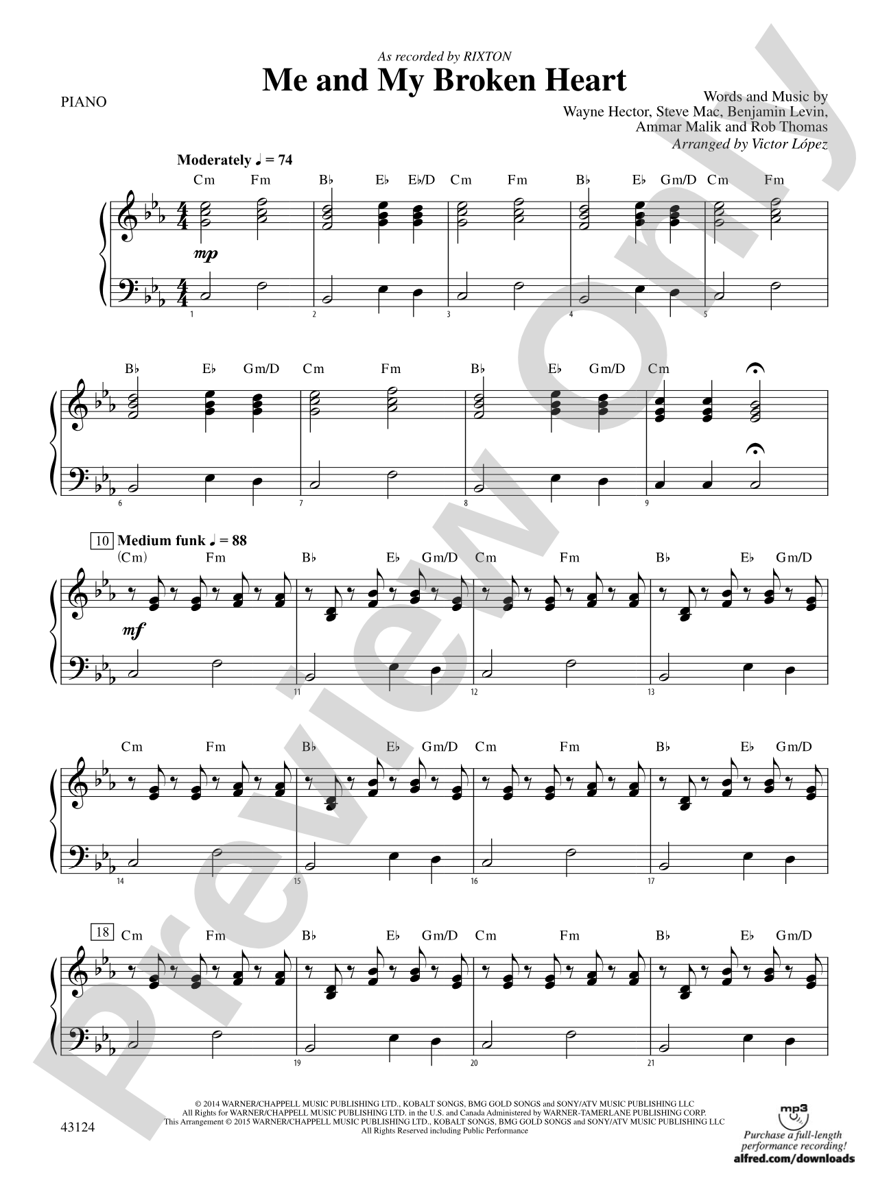 Me and My Broken Heart: Piano Accompaniment