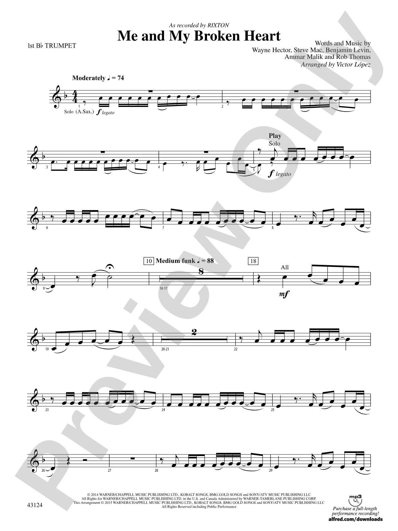 Me and My Broken Heart: 1st B-flat Trumpet