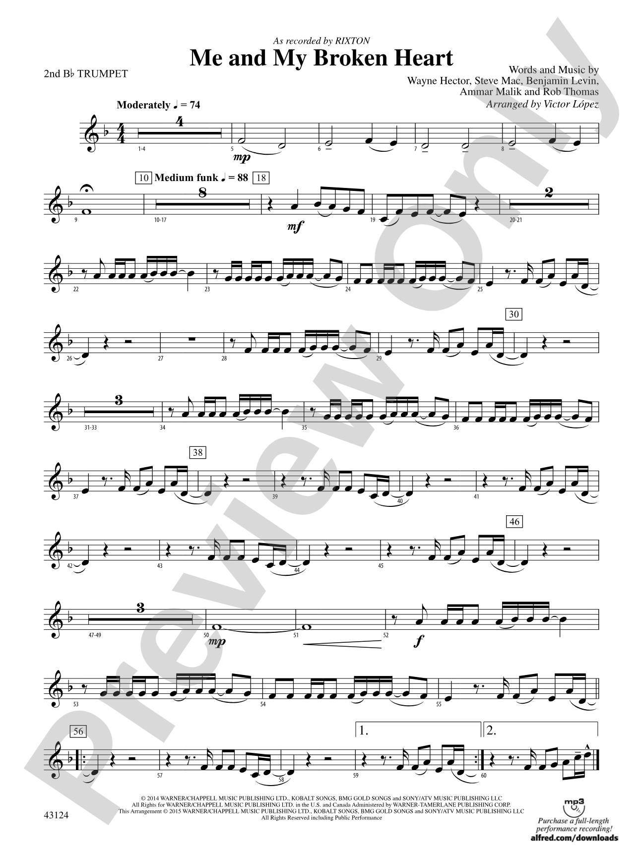 Me and My Broken Heart: 2nd B-flat Trumpet