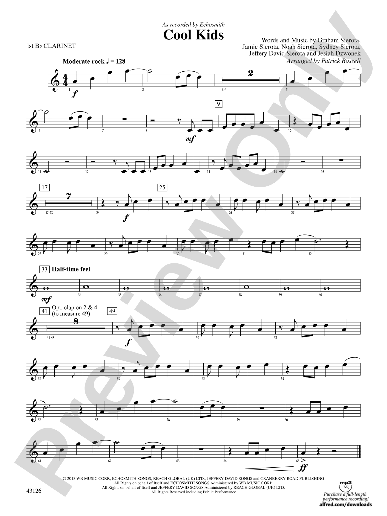 Cool Kids: 1st B-flat Clarinet