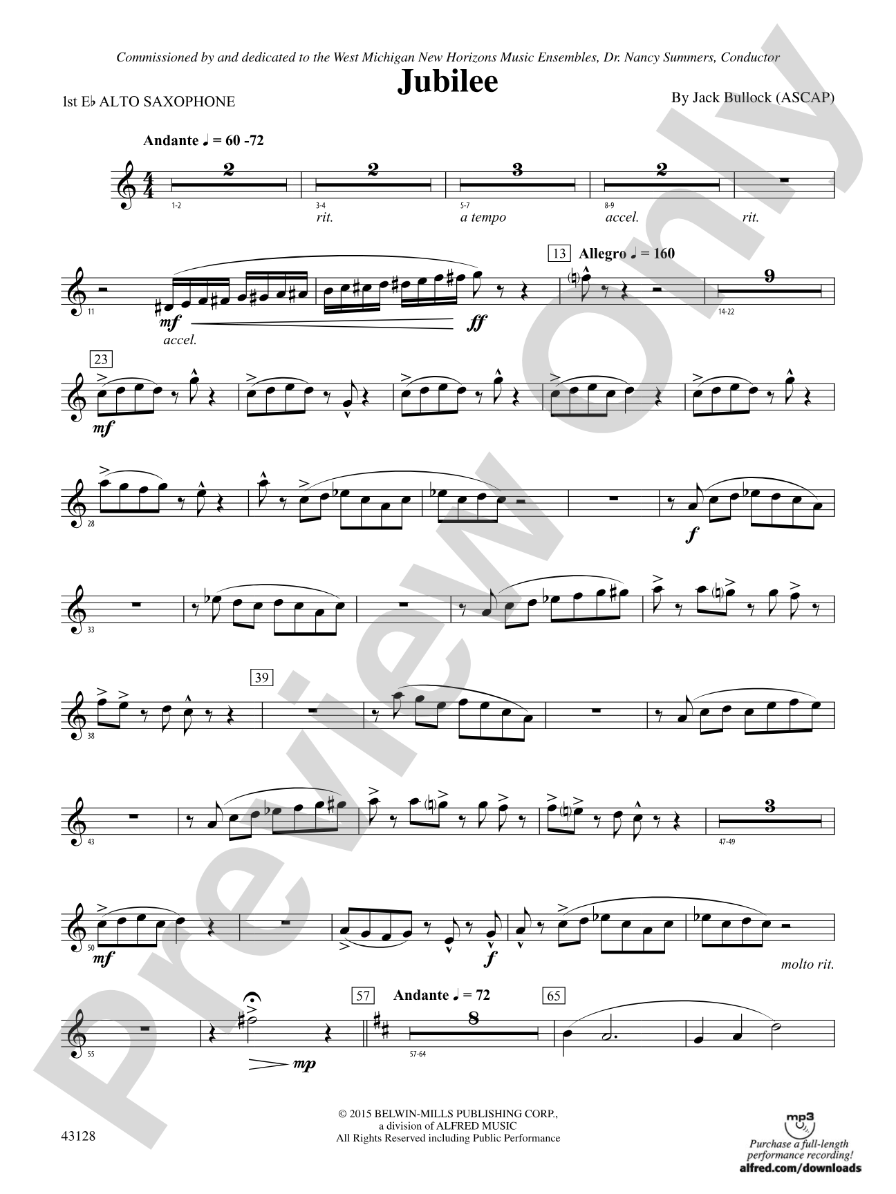 Jubilee: E-flat Alto Saxophone