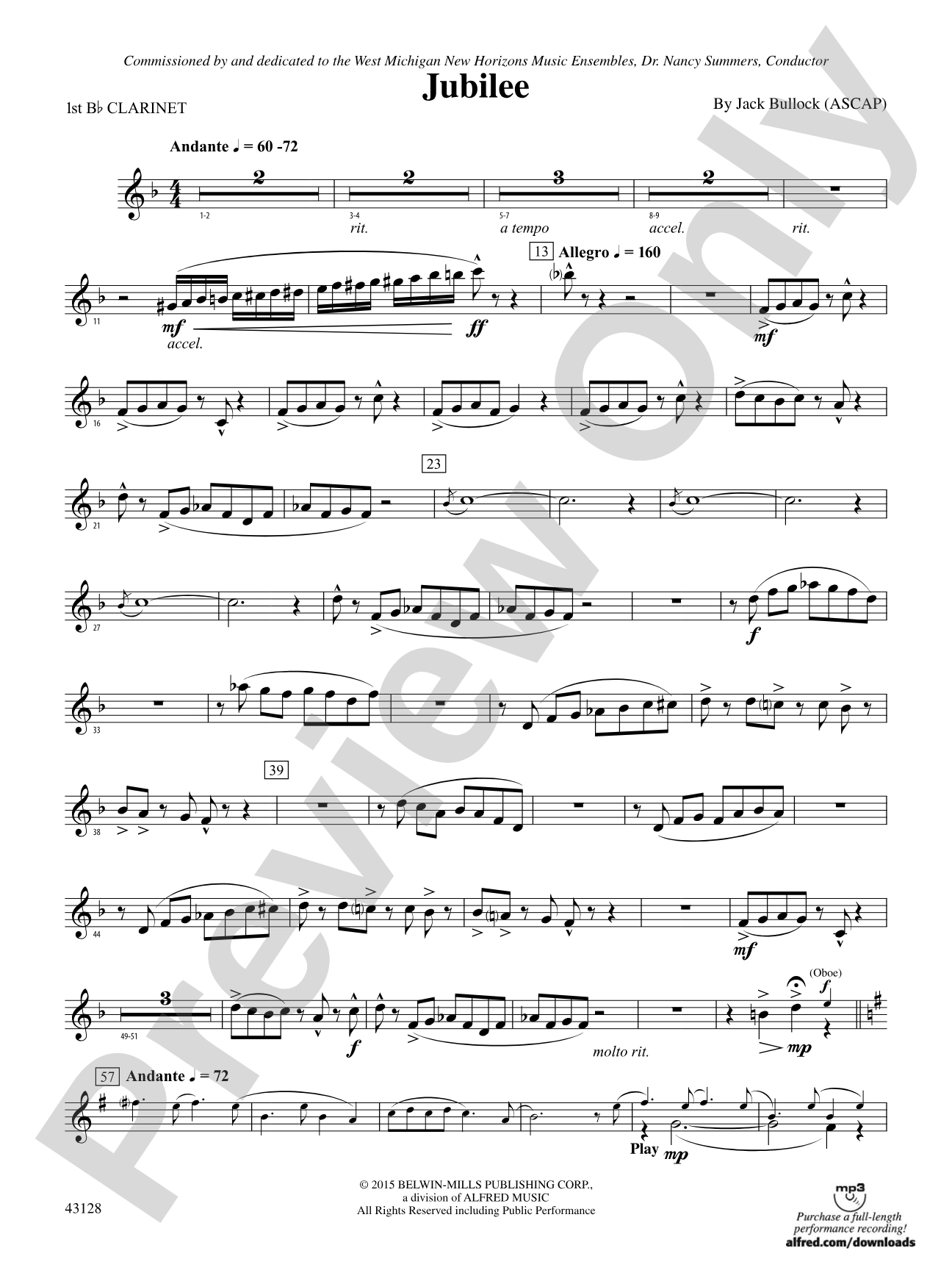 Jubilee: 1st B-flat Clarinet