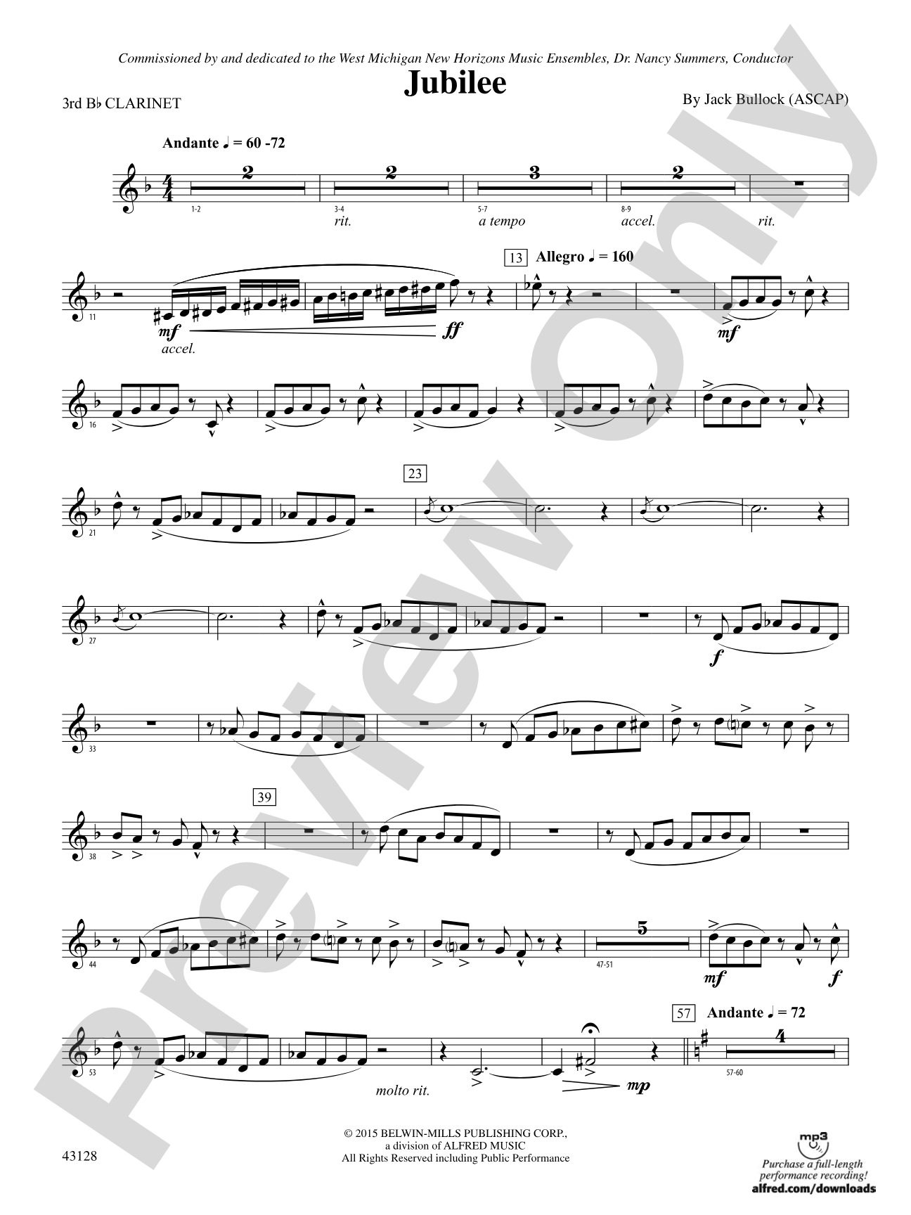 Jubilee: 3rd B-flat Clarinet