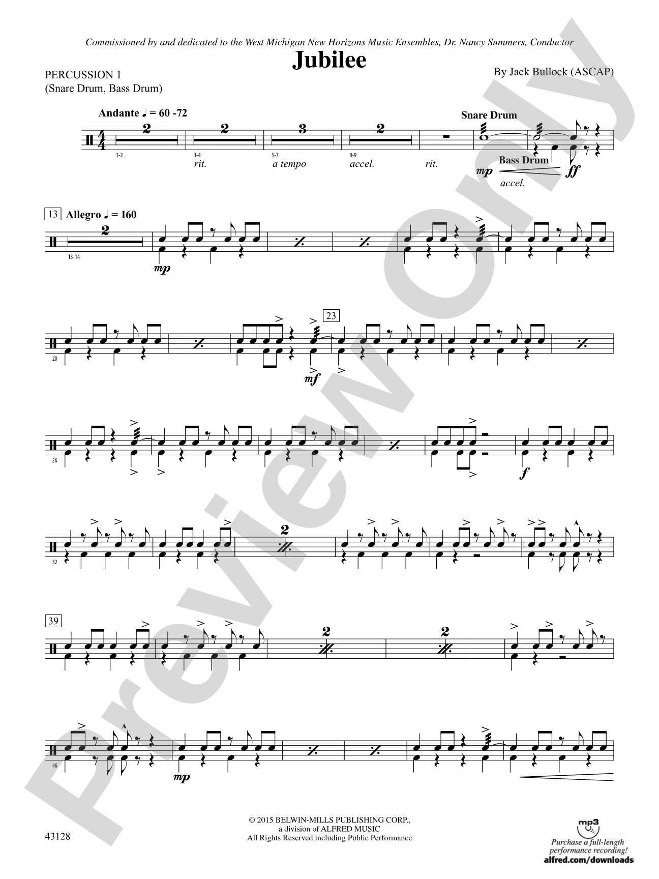 Jubilee: 1st Percussion