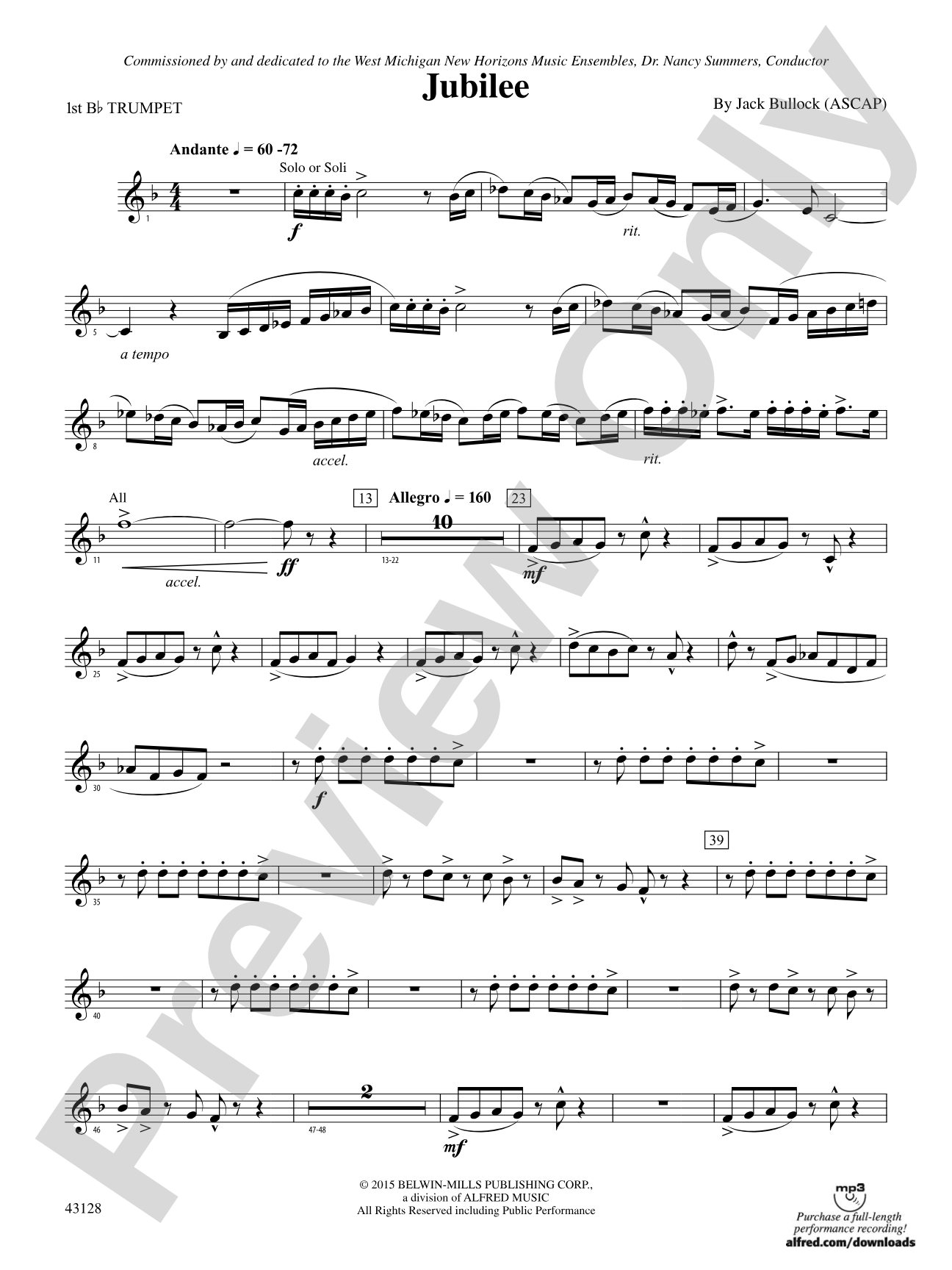 Jubilee: 1st B-flat Trumpet