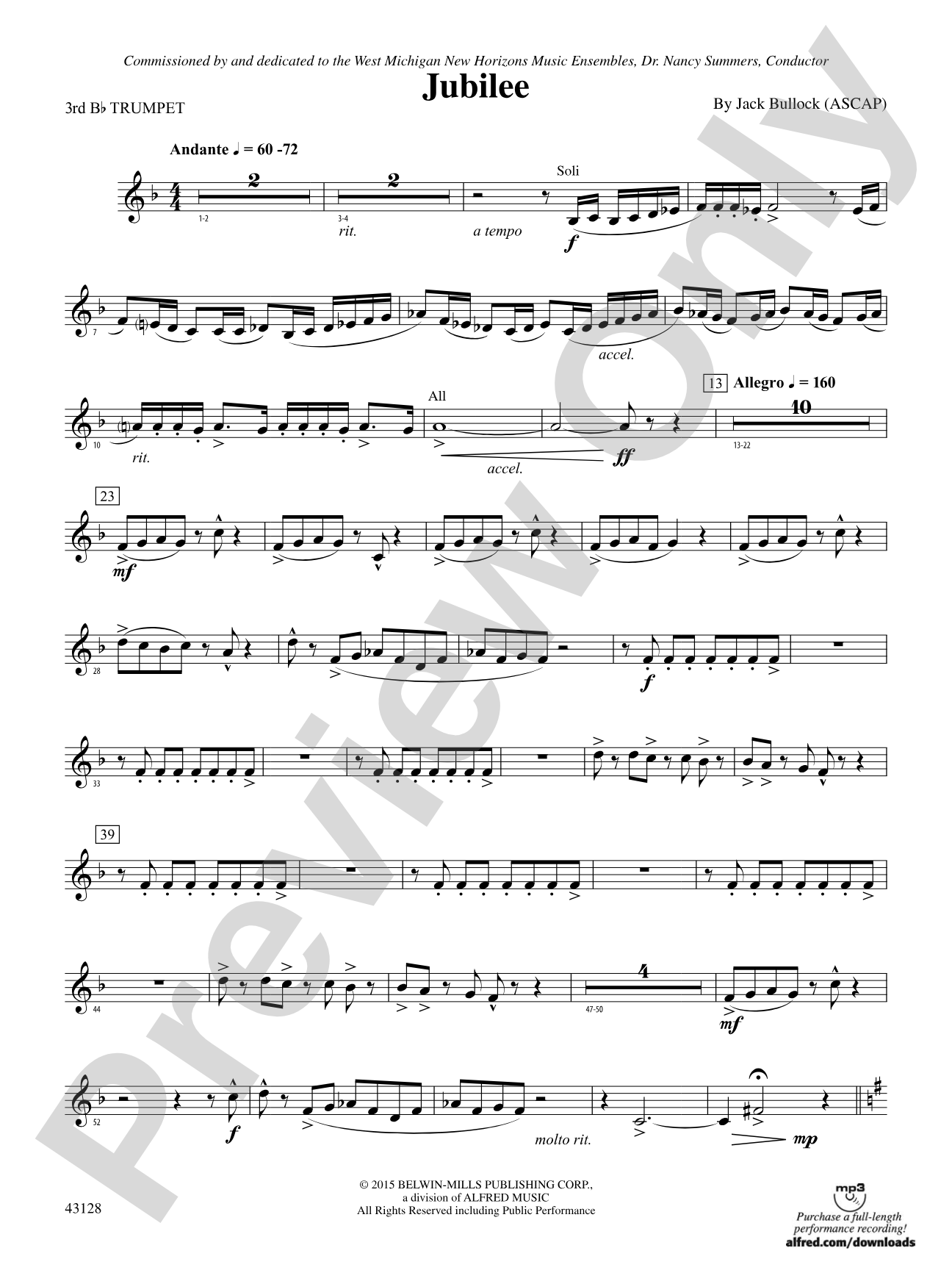 Jubilee: 3rd B-flat Trumpet