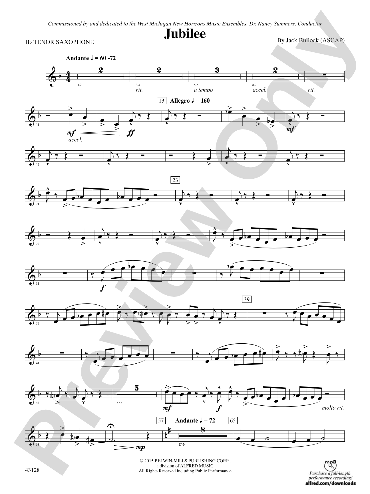 Jubilee: B-flat Tenor Saxophone