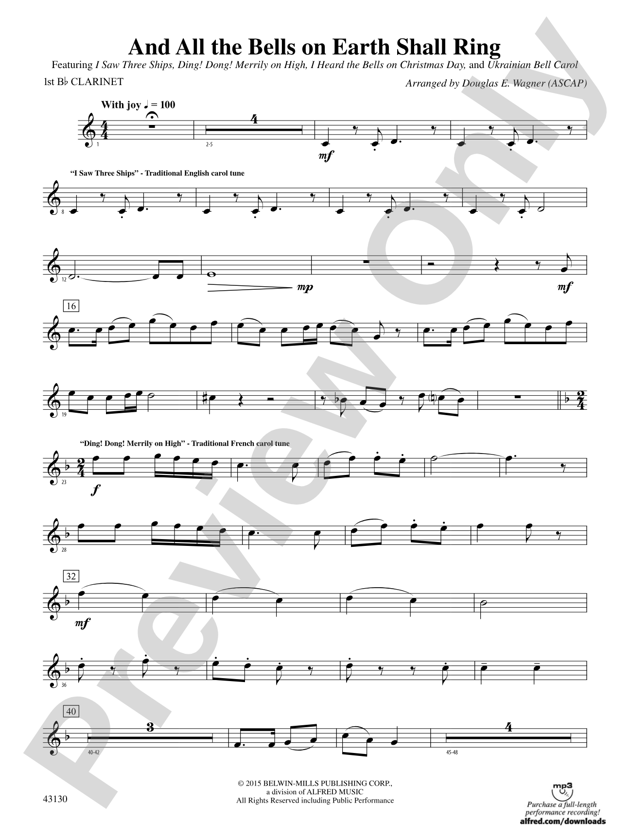 And All the Bells on Earth Shall Ring: 1st B-flat Clarinet