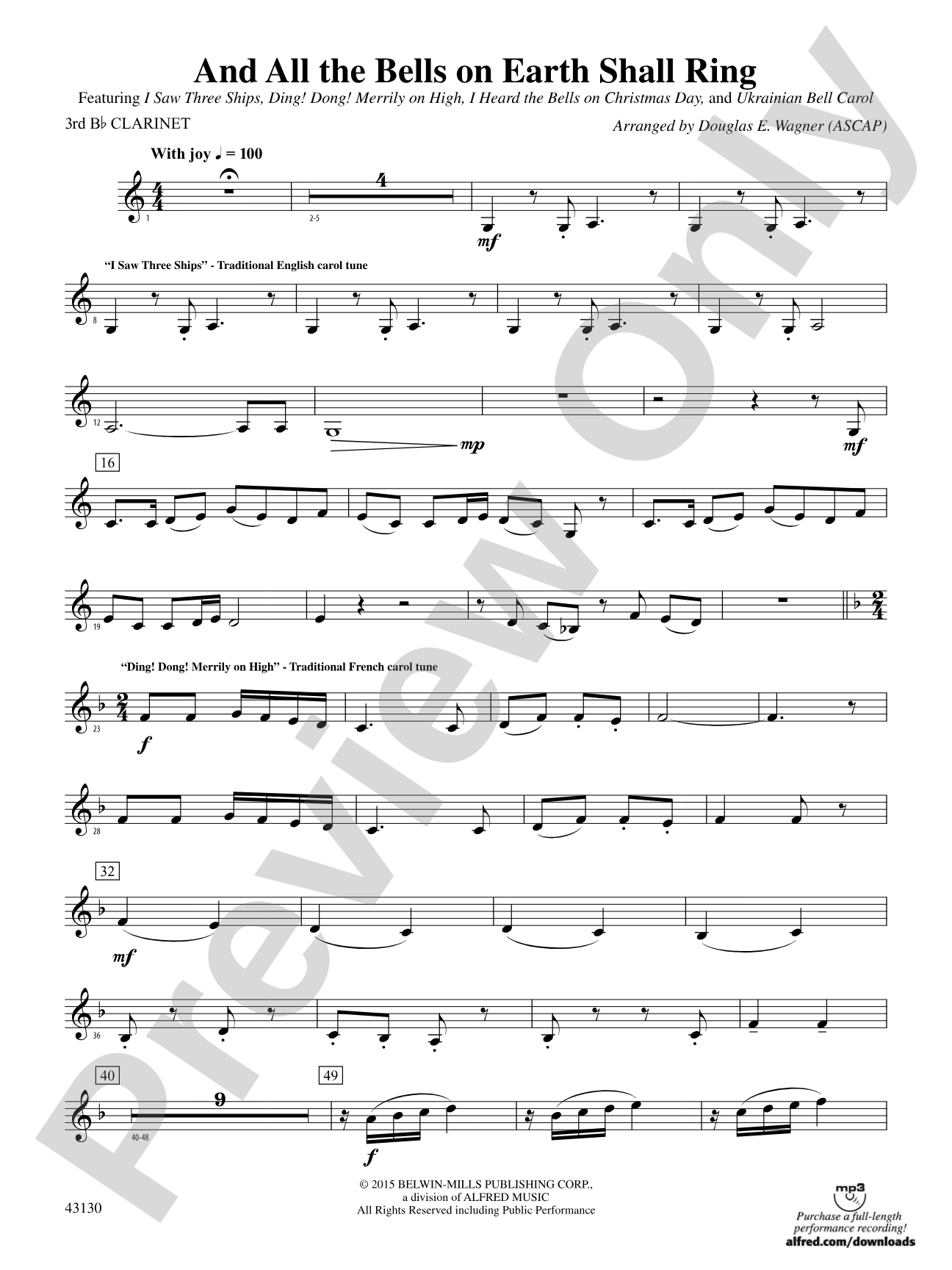 And All the Bells on Earth Shall Ring: 3rd B-flat Clarinet