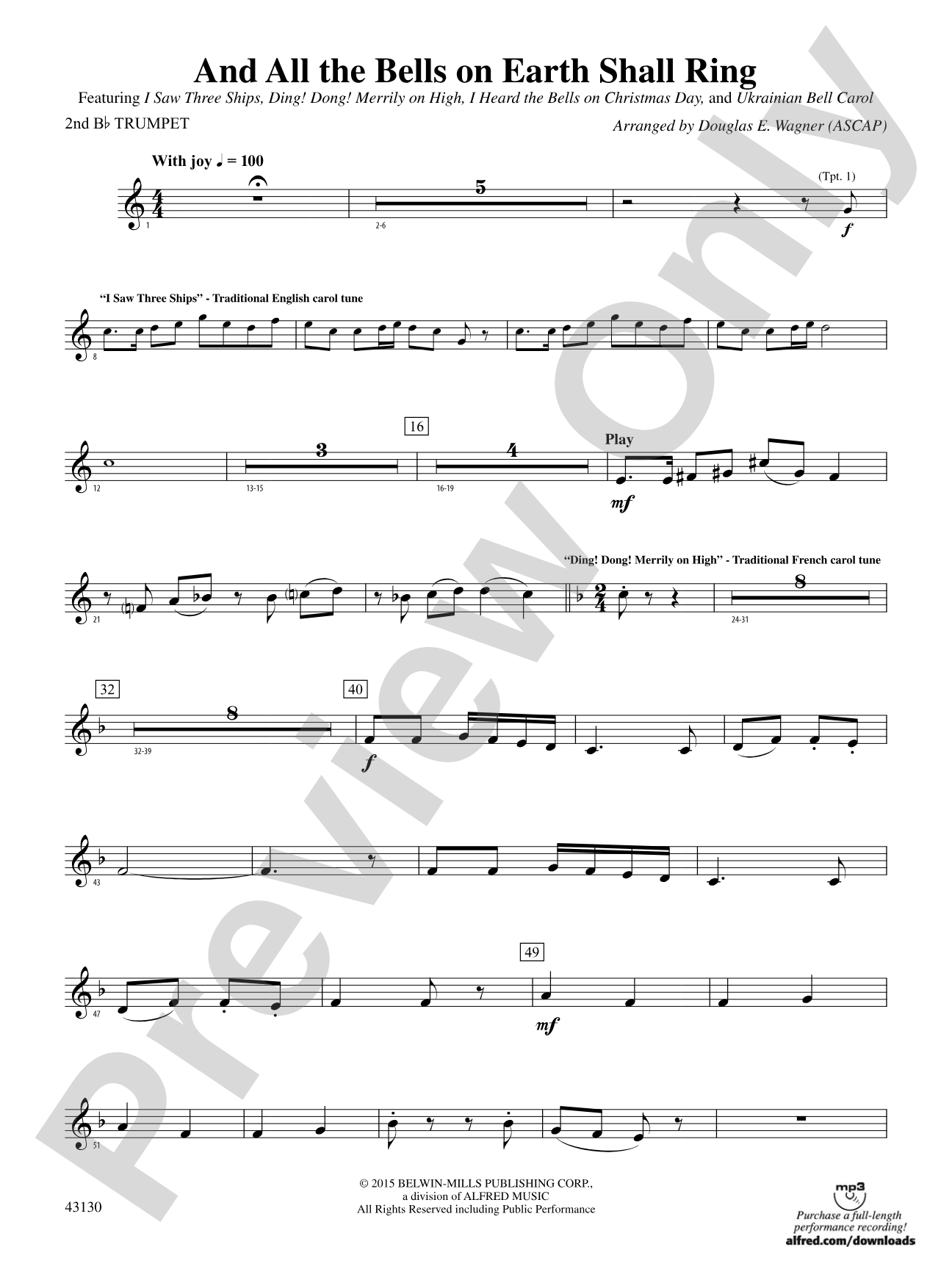 And All the Bells on Earth Shall Ring: 2nd B-flat Trumpet