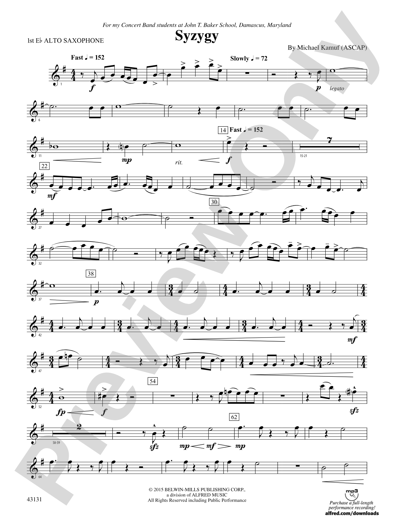 Syzygy: E-flat Alto Saxophone
