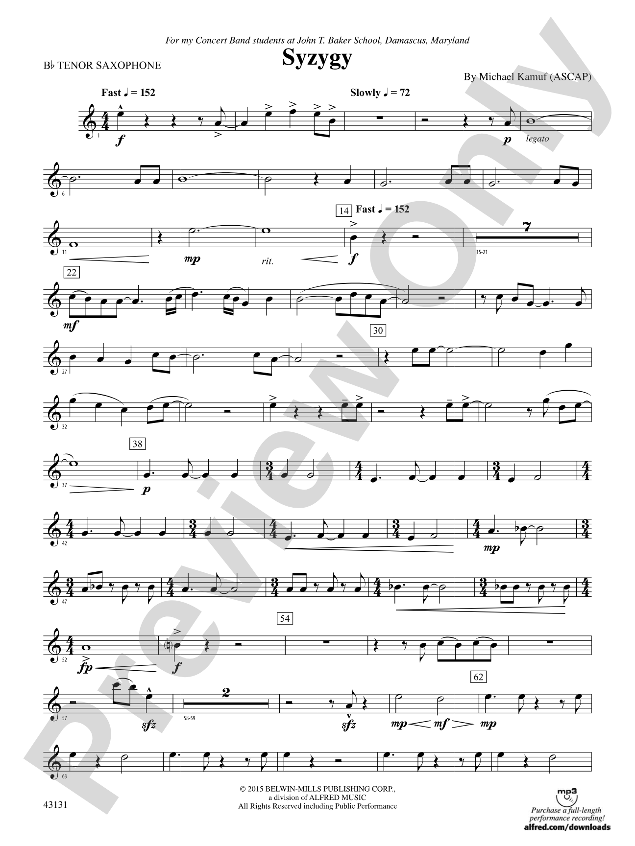 Syzygy: B-flat Tenor Saxophone