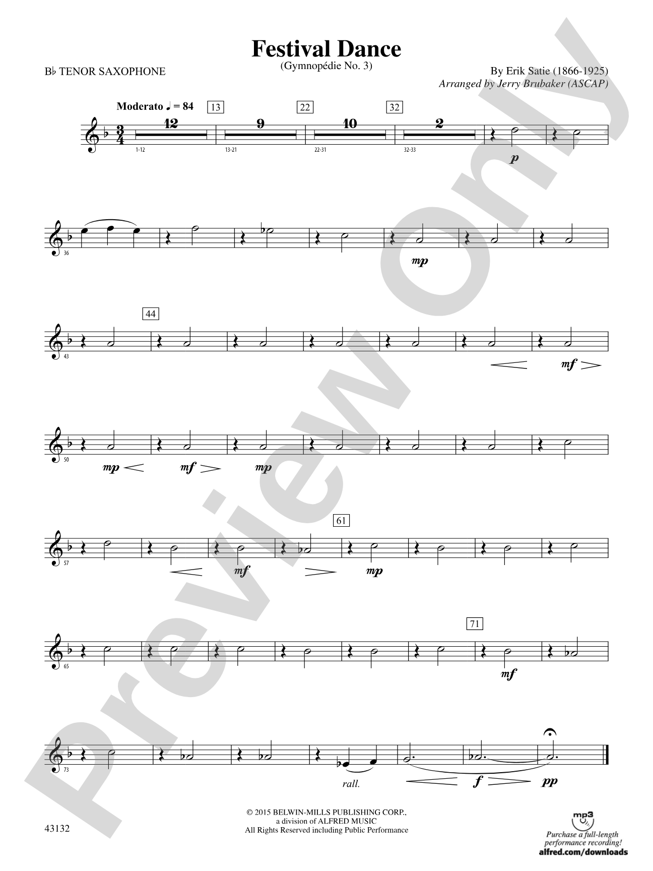 Festival Dance: B-flat Tenor Saxophone
