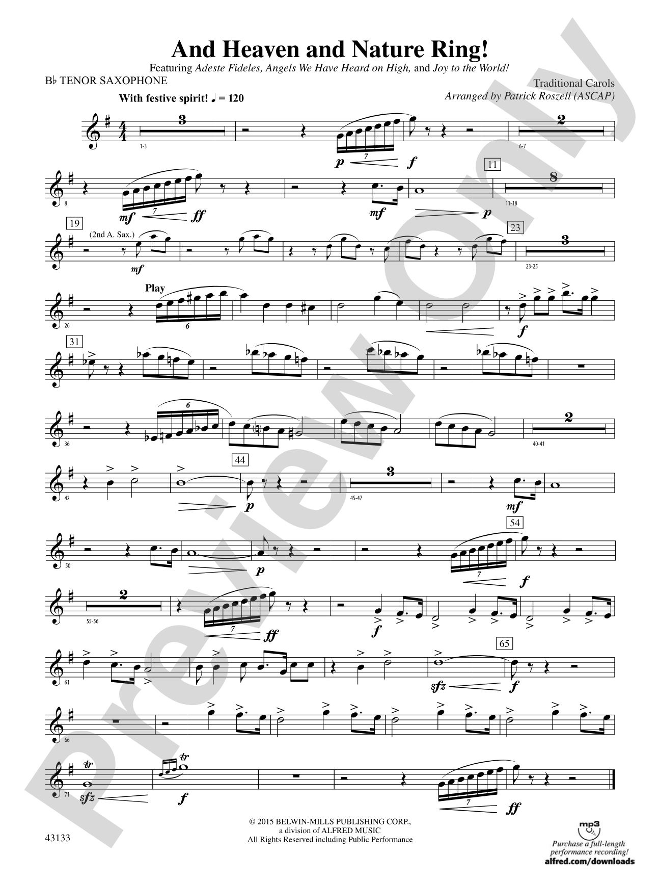 And Heaven and Nature Ring!: B-flat Tenor Saxophone