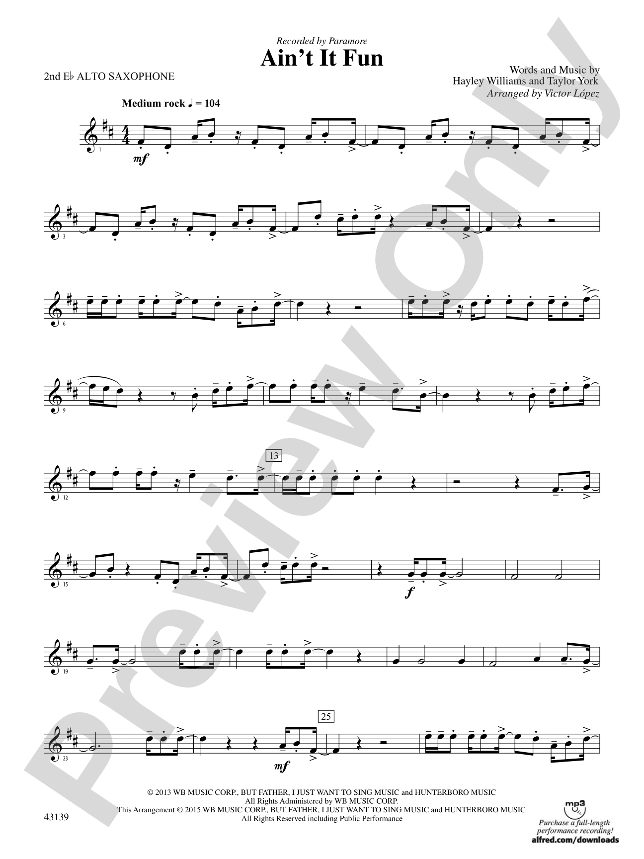Ain't It Fun: 2nd E-flat Alto Saxophone