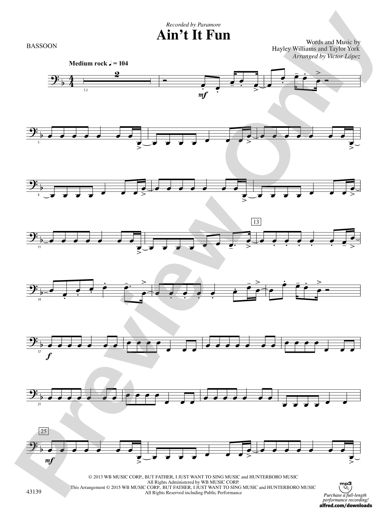 Ain't It Fun: Bassoon