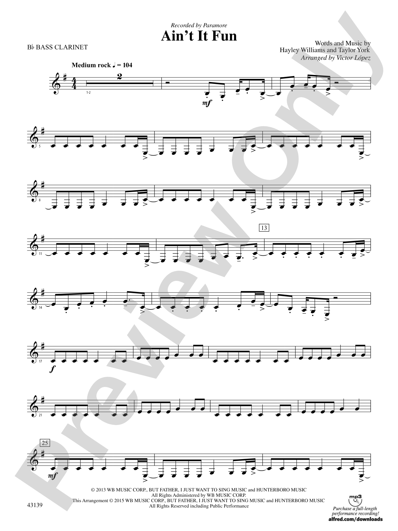 Ain't It Fun: B-flat Bass Clarinet