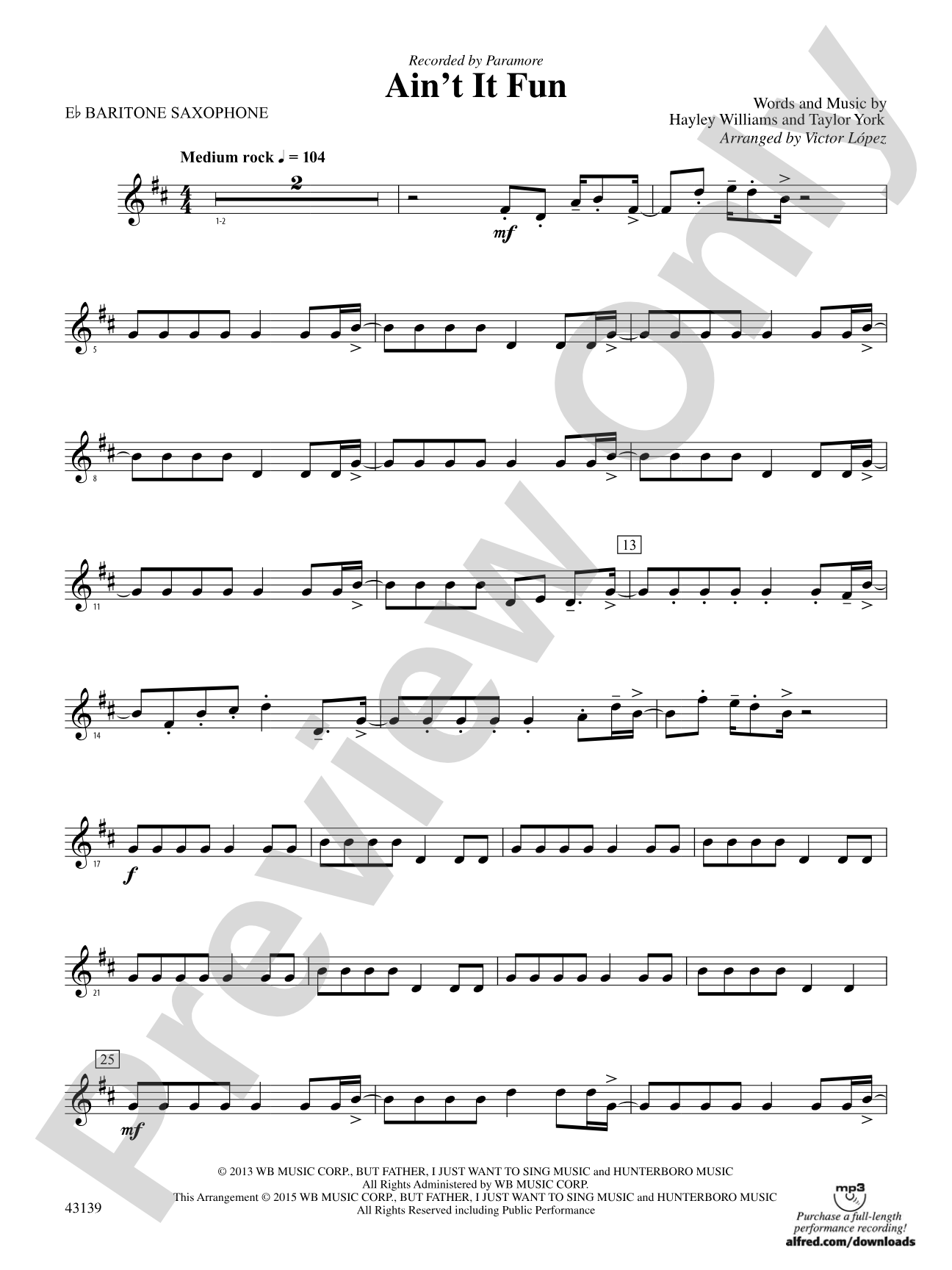 Ain't It Fun: E-flat Baritone Saxophone
