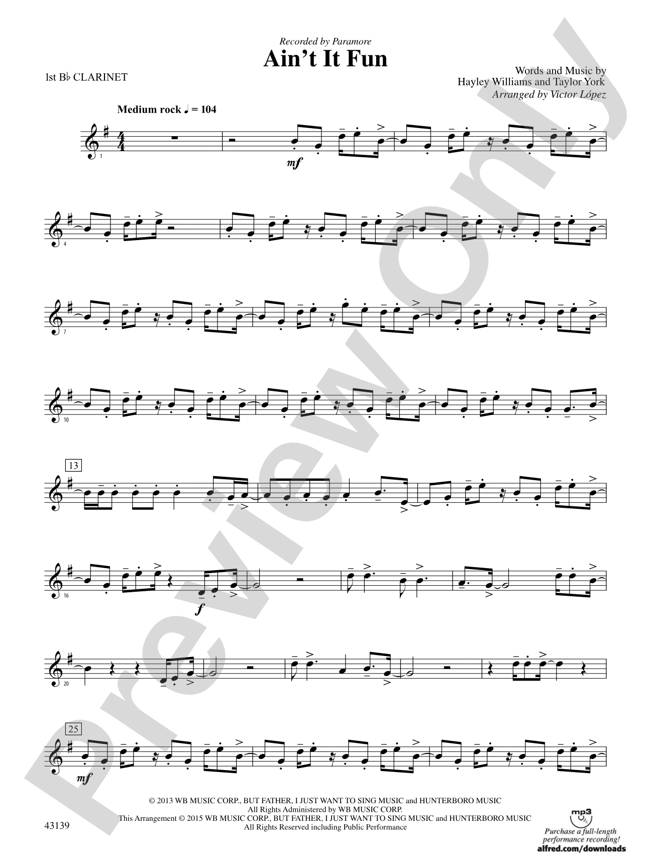 Ain't It Fun: 1st B-flat Clarinet