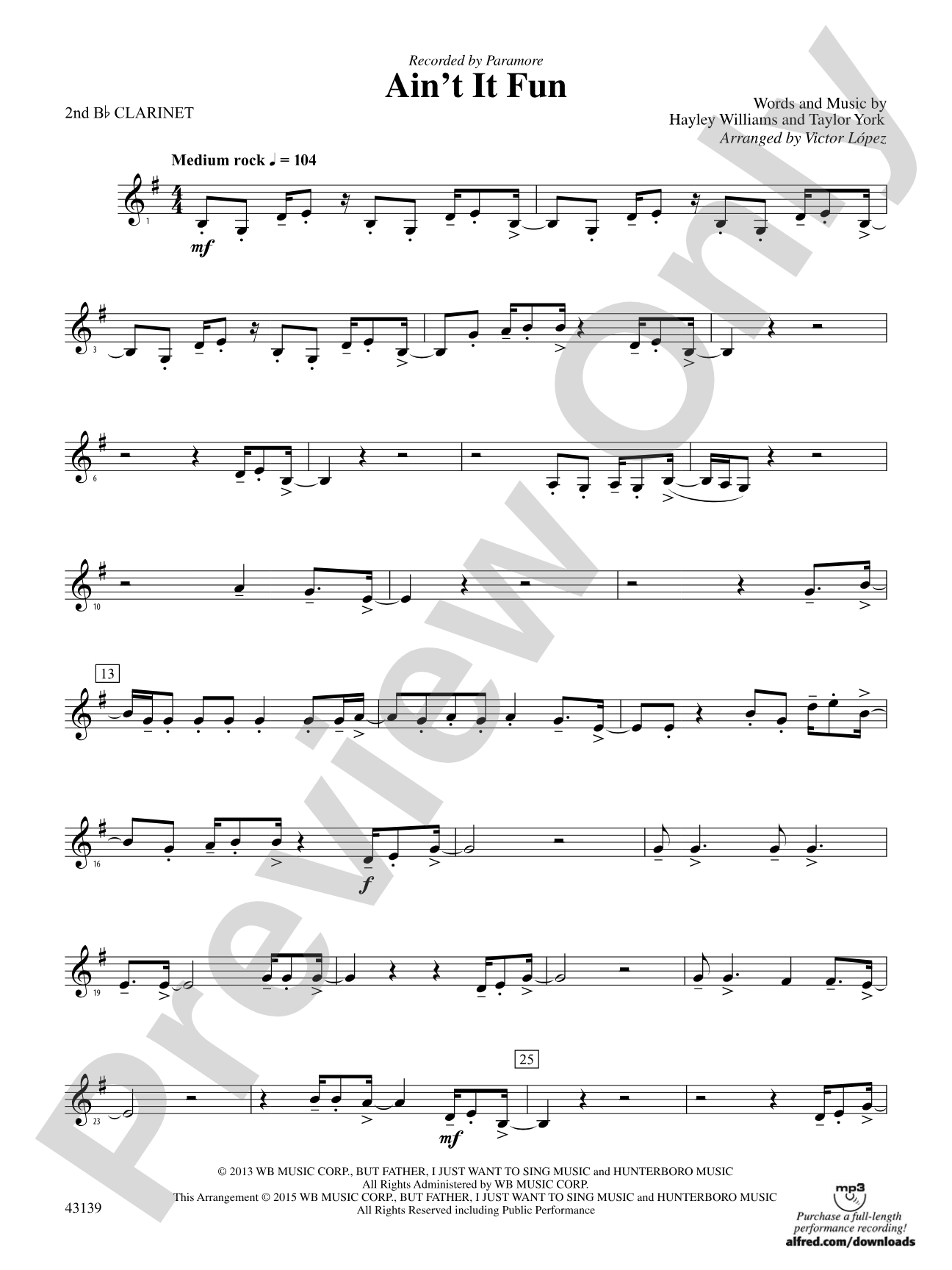 Ain't It Fun: 2nd B-flat Clarinet