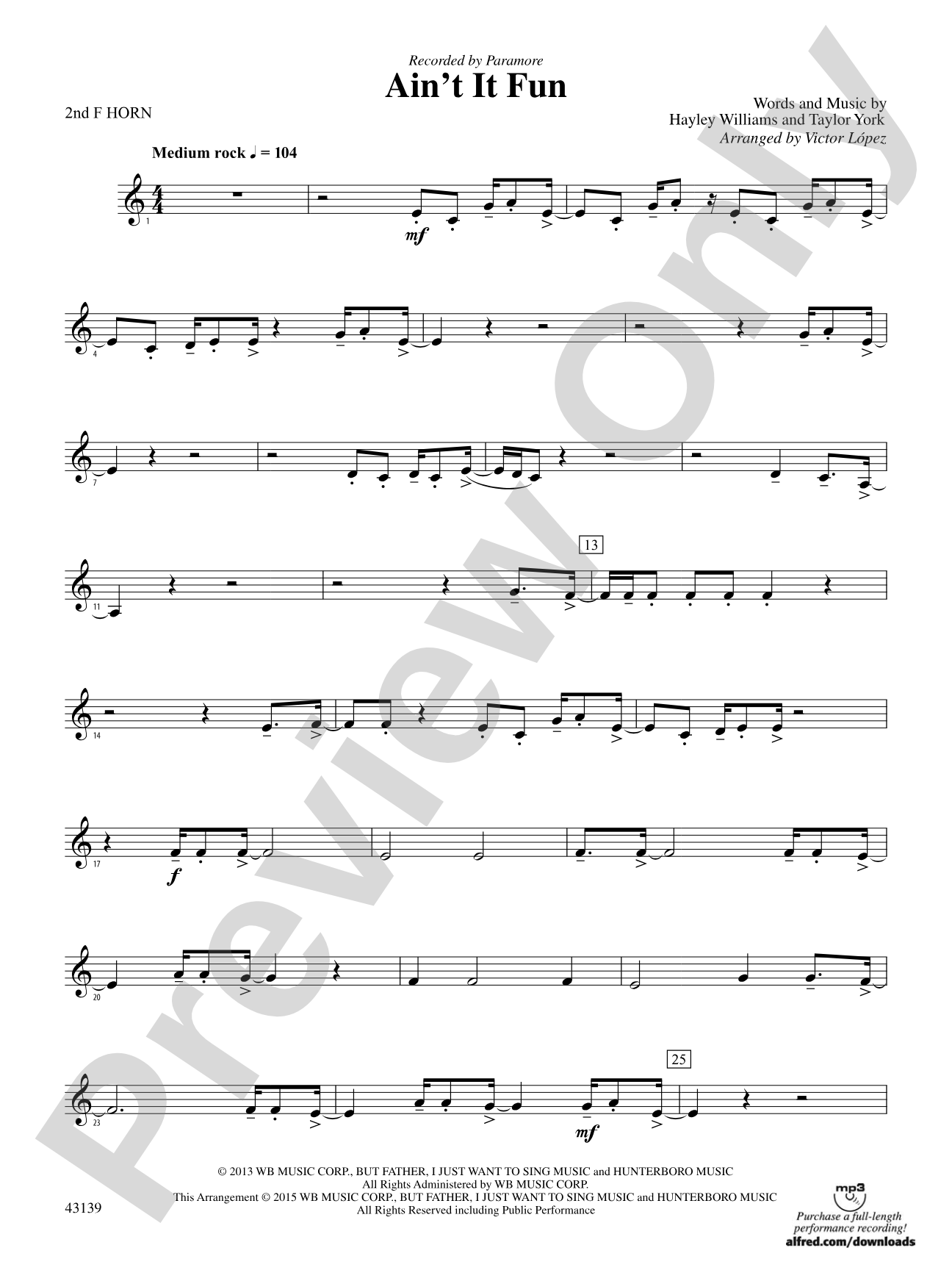 Ain't It Fun: 2nd F Horn