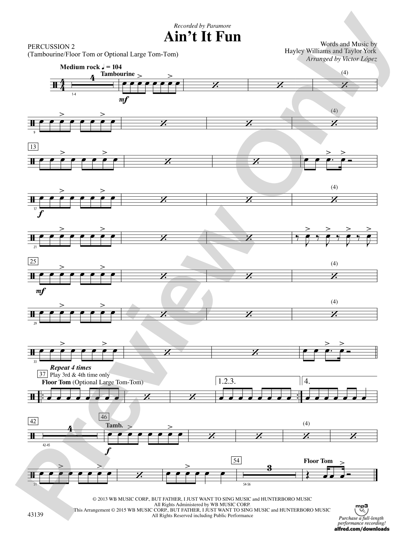 Ain't It Fun: 2nd Percussion