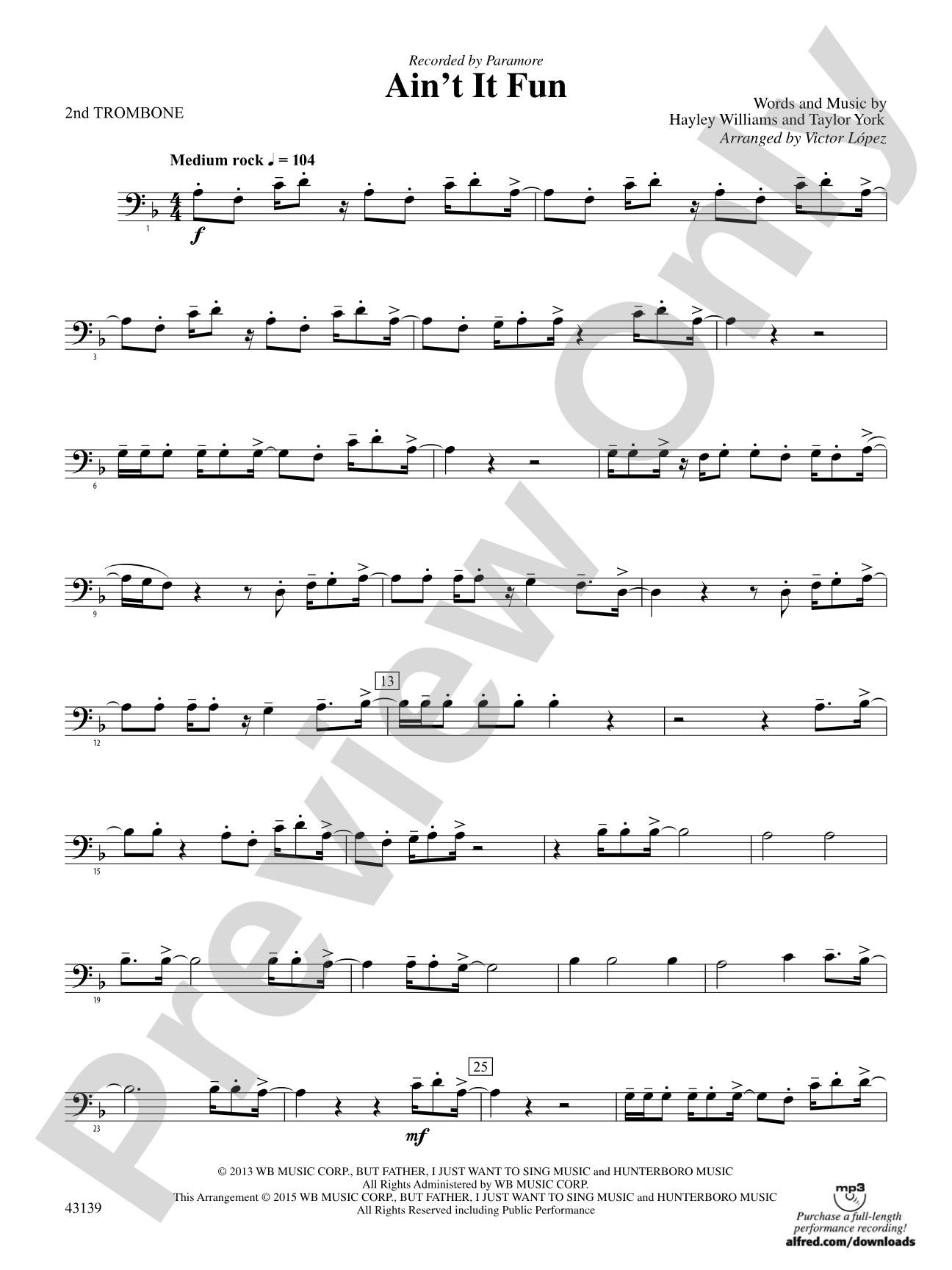 Ain't It Fun: 2nd Trombone