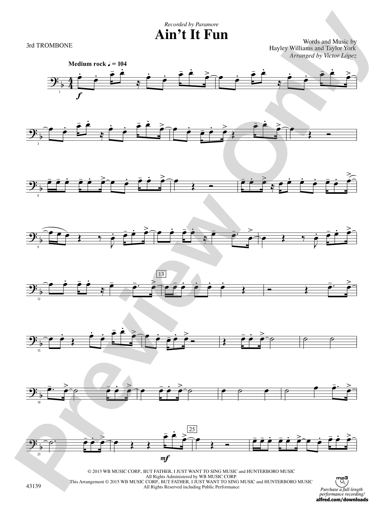 Ain't It Fun: 3rd Trombone