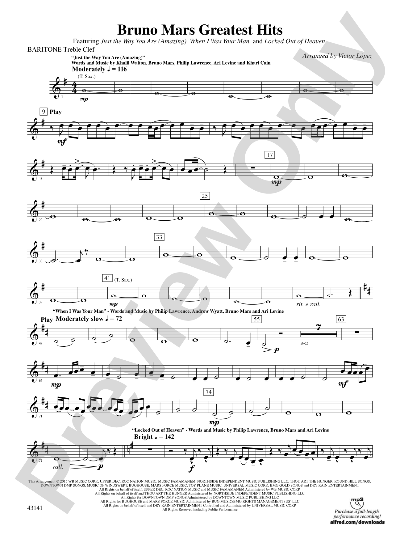Bruno Mars Greatest Hits: Baritone T.C.