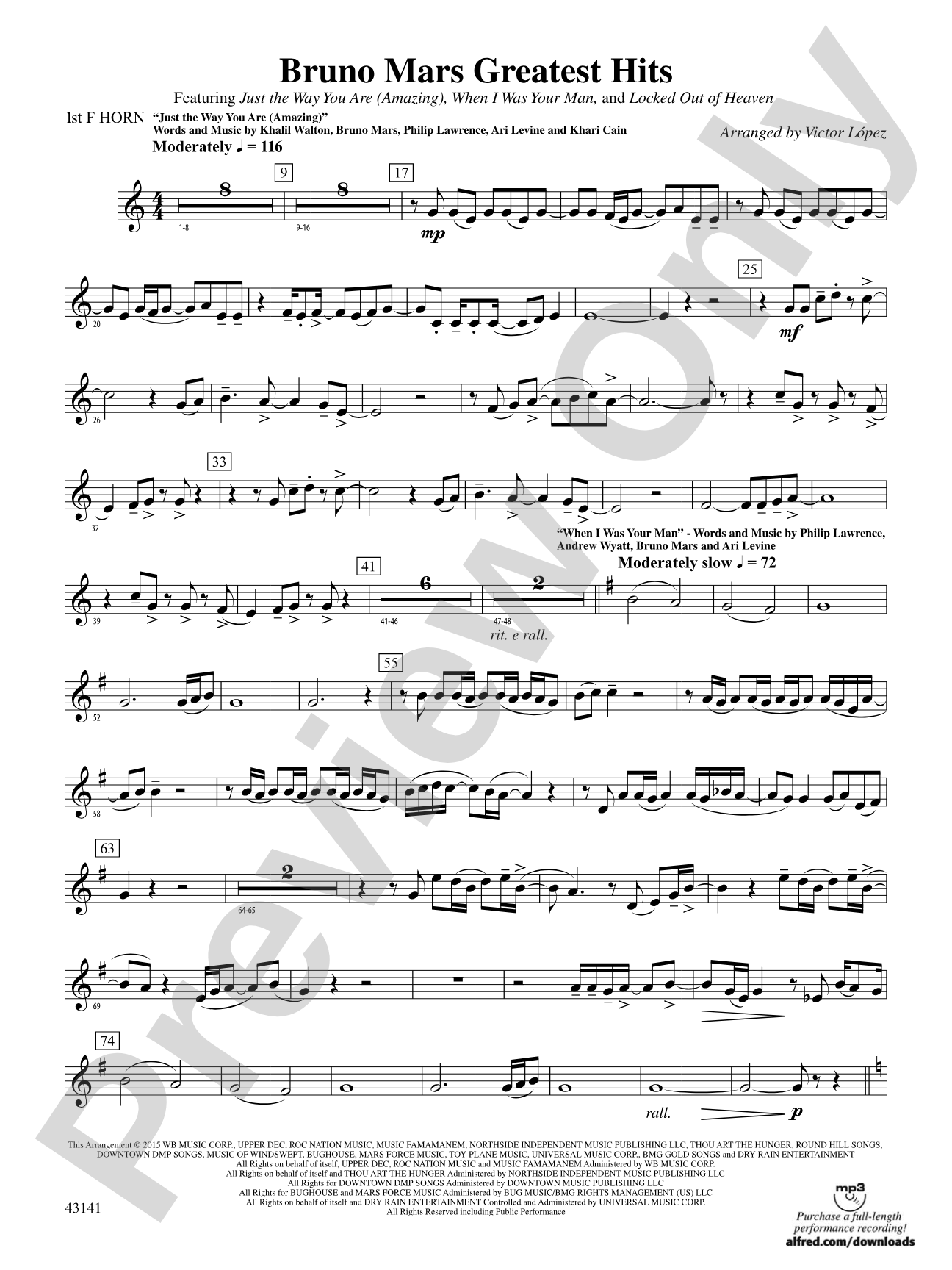 Bruno Mars Greatest Hits: 1st F Horn