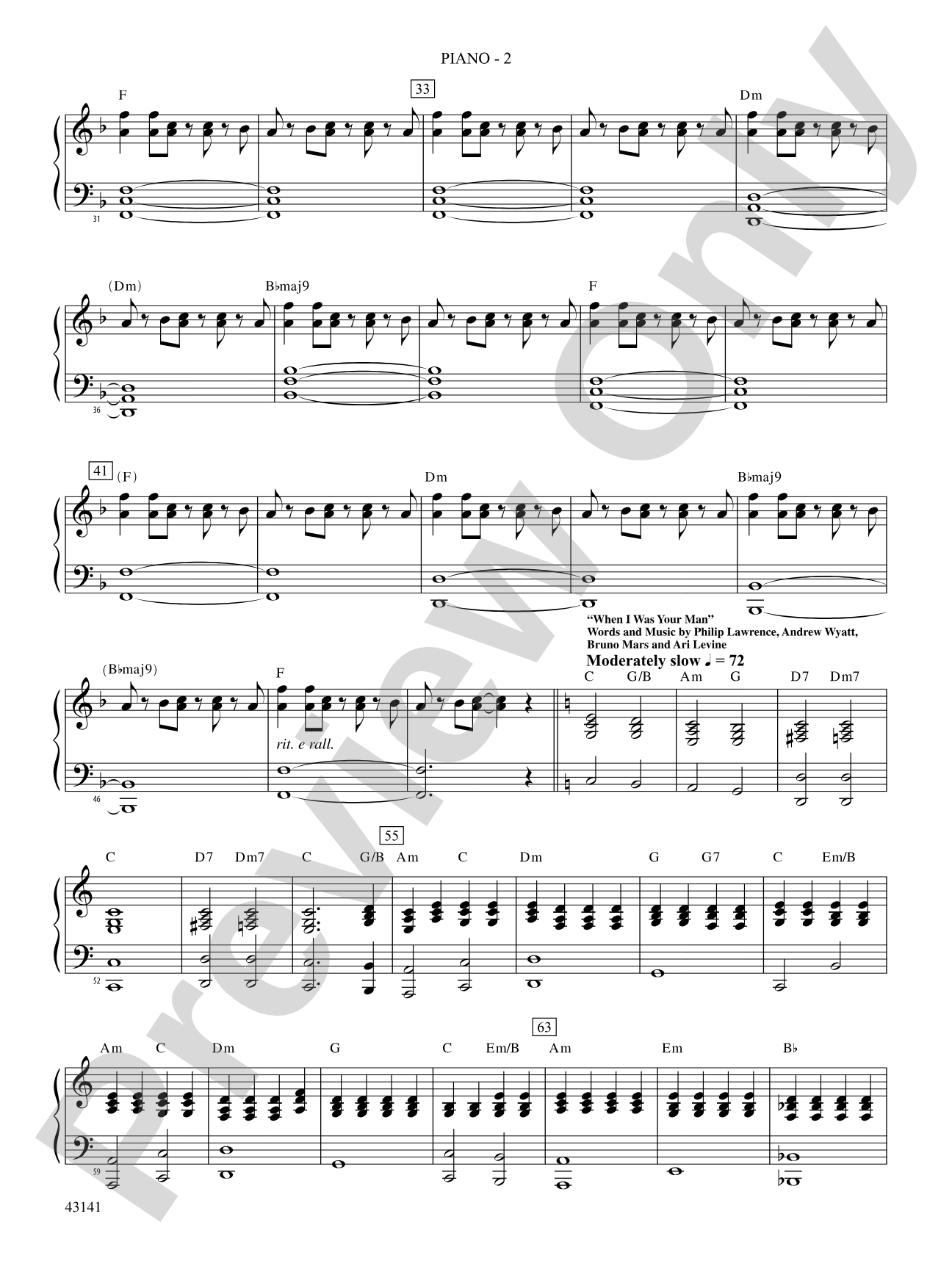 Bruno Mars Greatest Hits: Piano Accompaniment