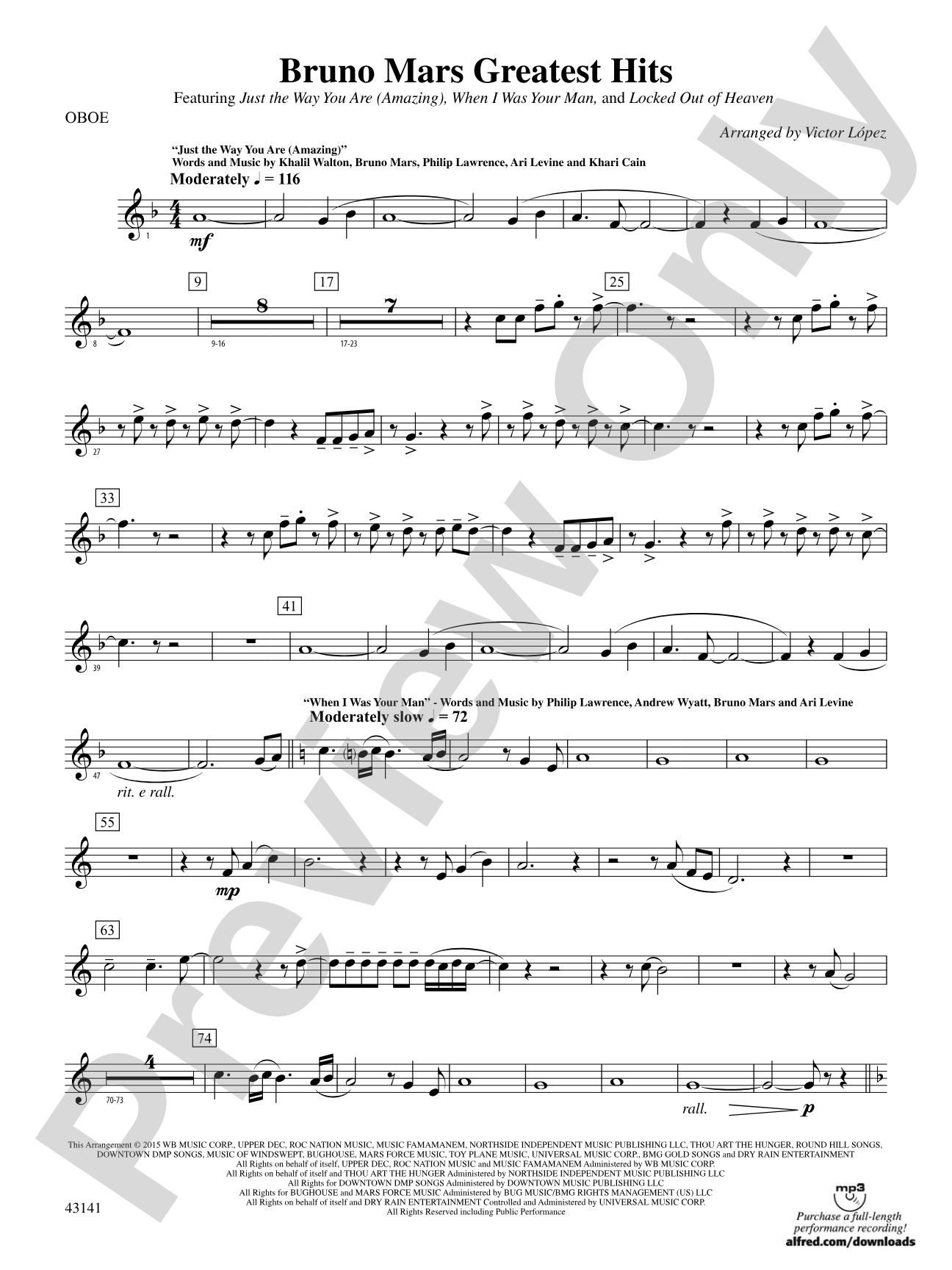 Bruno Mars Greatest Hits: Oboe