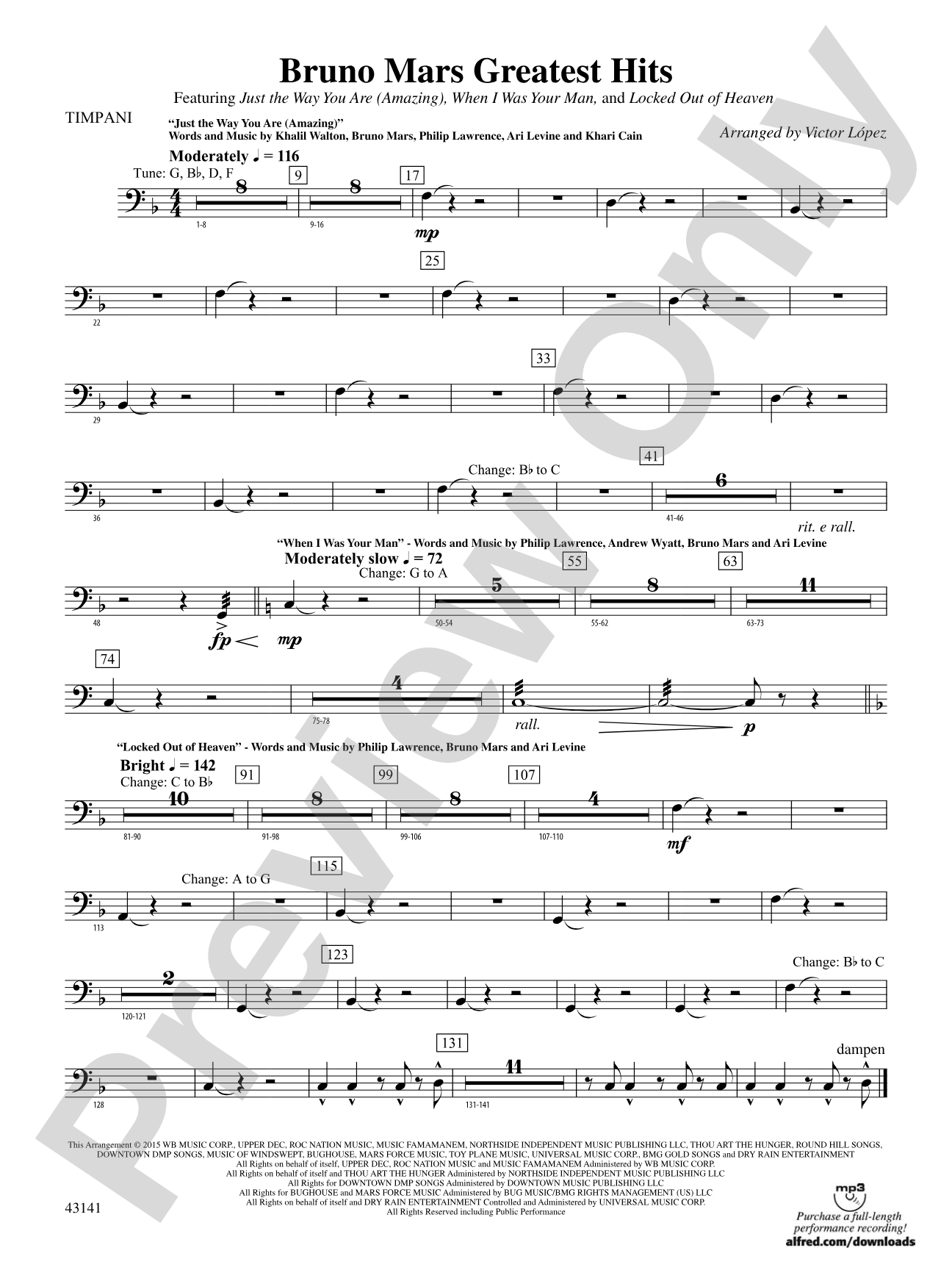 Bruno Mars Greatest Hits: Timpani