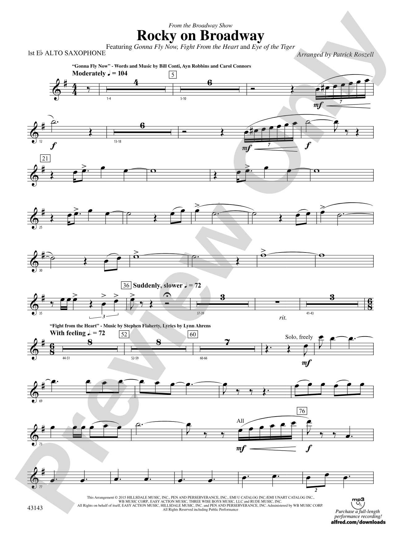 Rocky on Broadway: E-flat Alto Saxophone