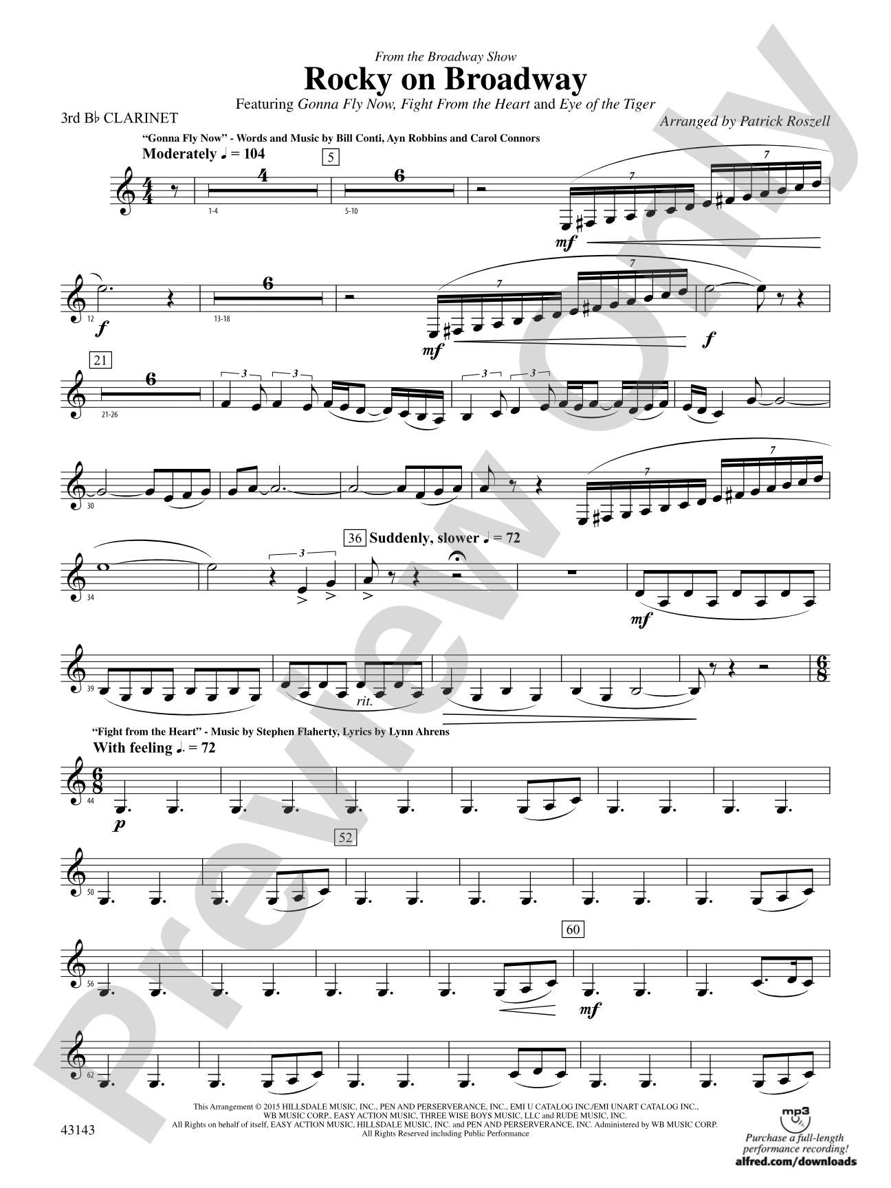 Rocky on Broadway: 3rd B-flat Clarinet