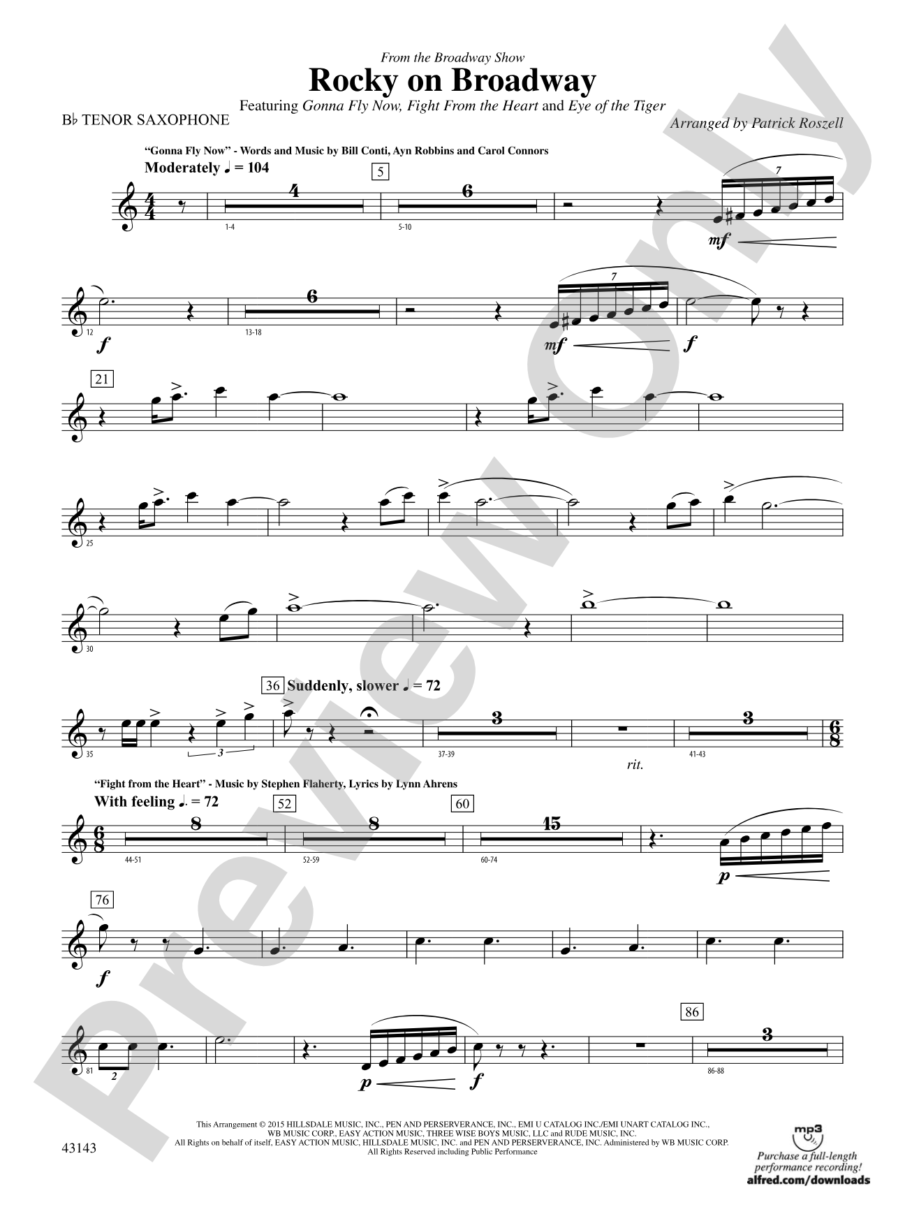 Rocky on Broadway: B-flat Tenor Saxophone