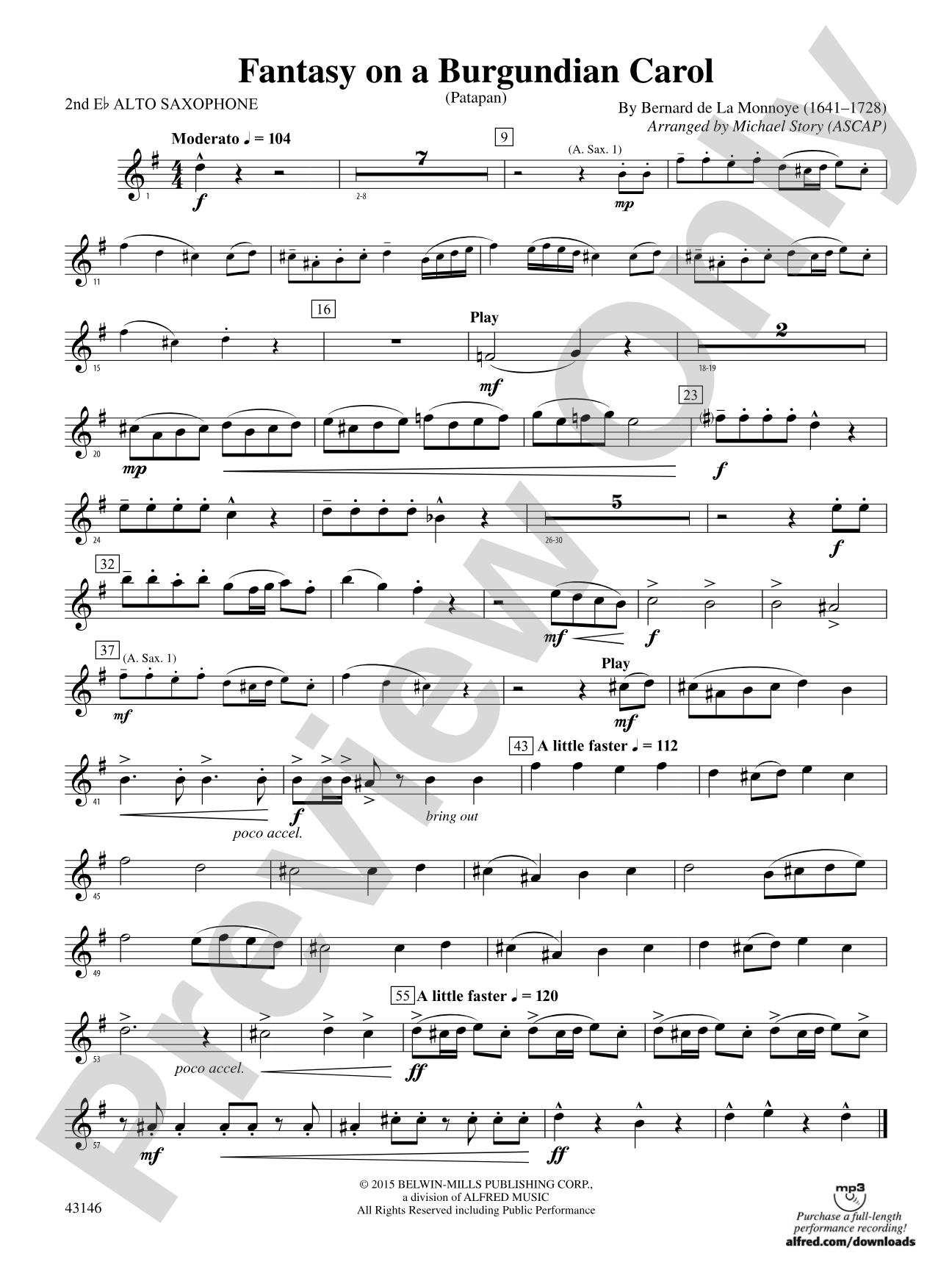 Fantasy on a Burgundian Carol: 2nd E-flat Alto Saxophone