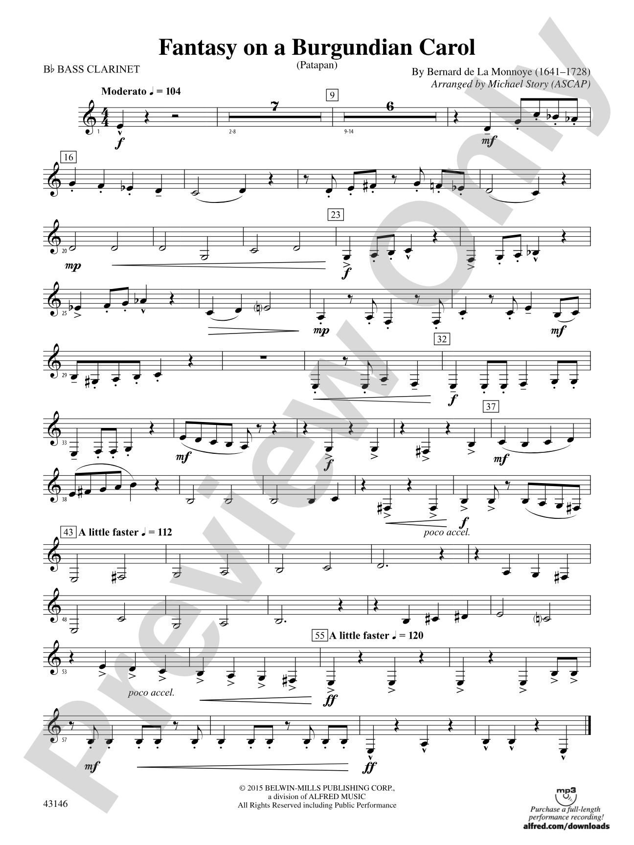 Fantasy on a Burgundian Carol: B-flat Bass Clarinet